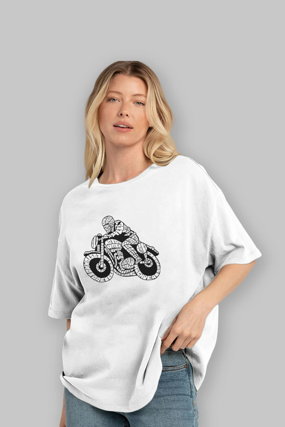 Caferacer Ön Baskılı Oversize t-shirt %100 pamuk Erkek Kadın Unisex