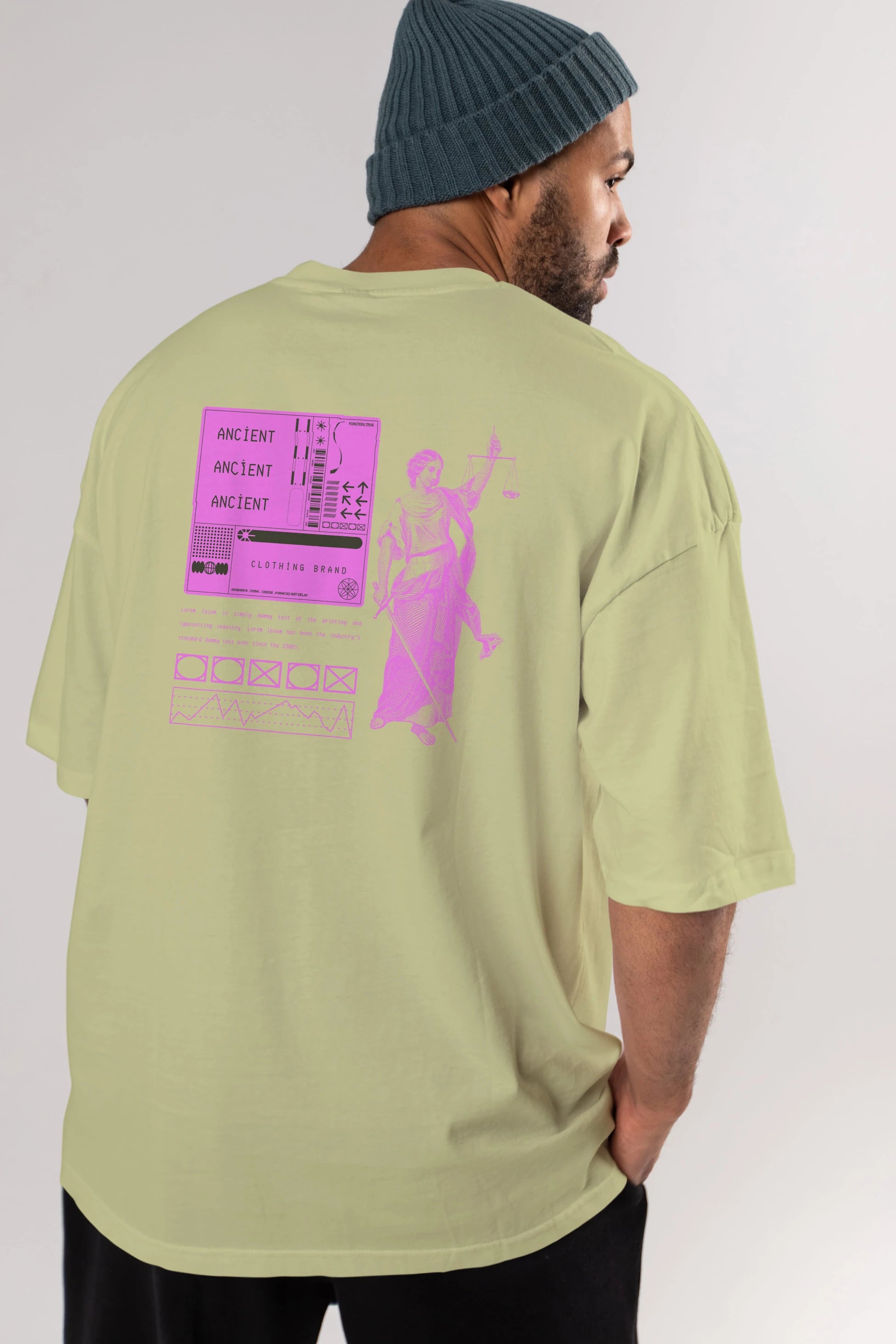 Ancient Streetwear Arka Baskılı Oversize t-shirt Erkek Kadın Unisex