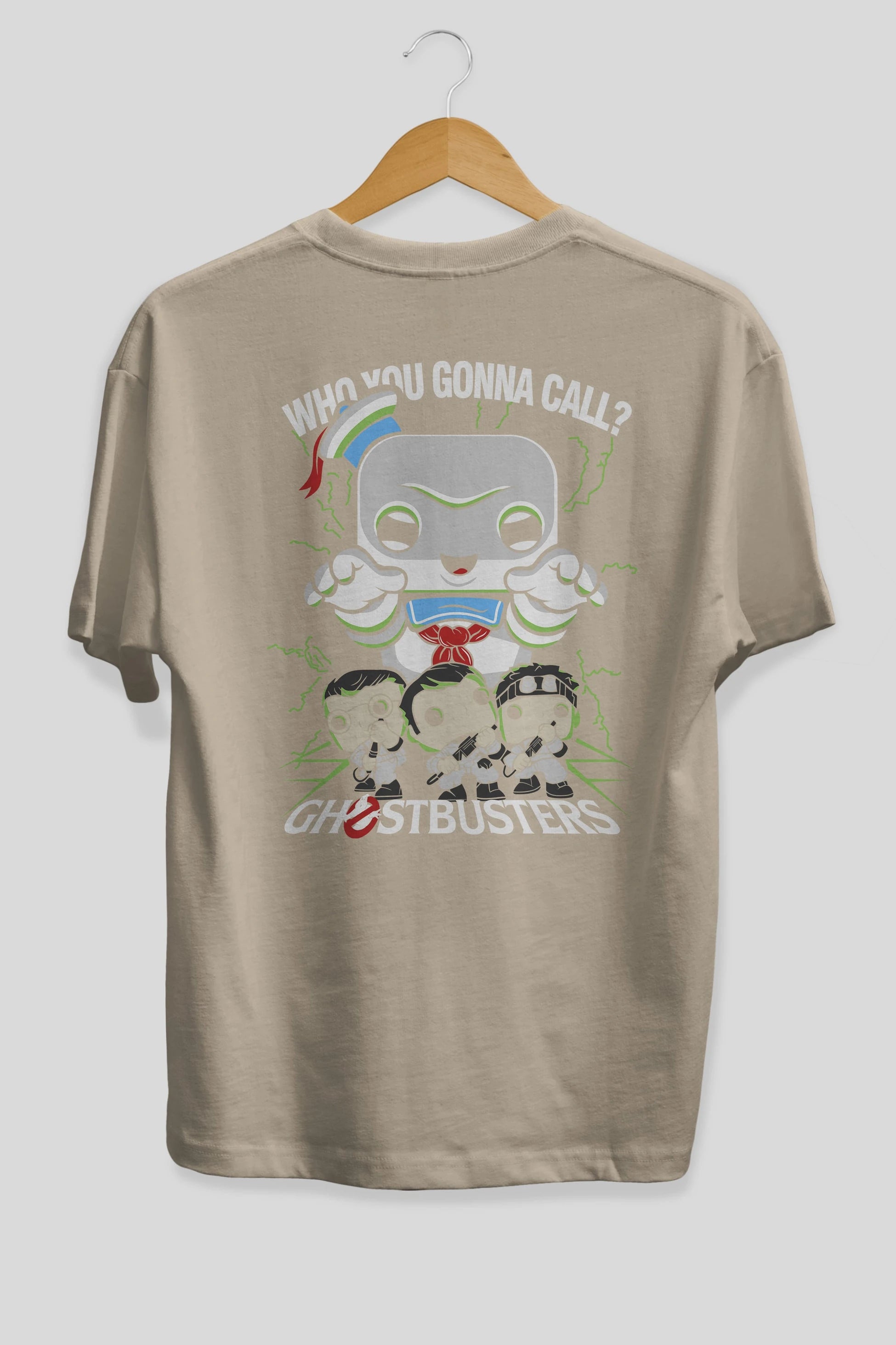 Ghostbusters Arka Baskılı Oversize t-shirt Erkek Kadın Unisex %100 Pamuk Bisiklet Yaka tişort