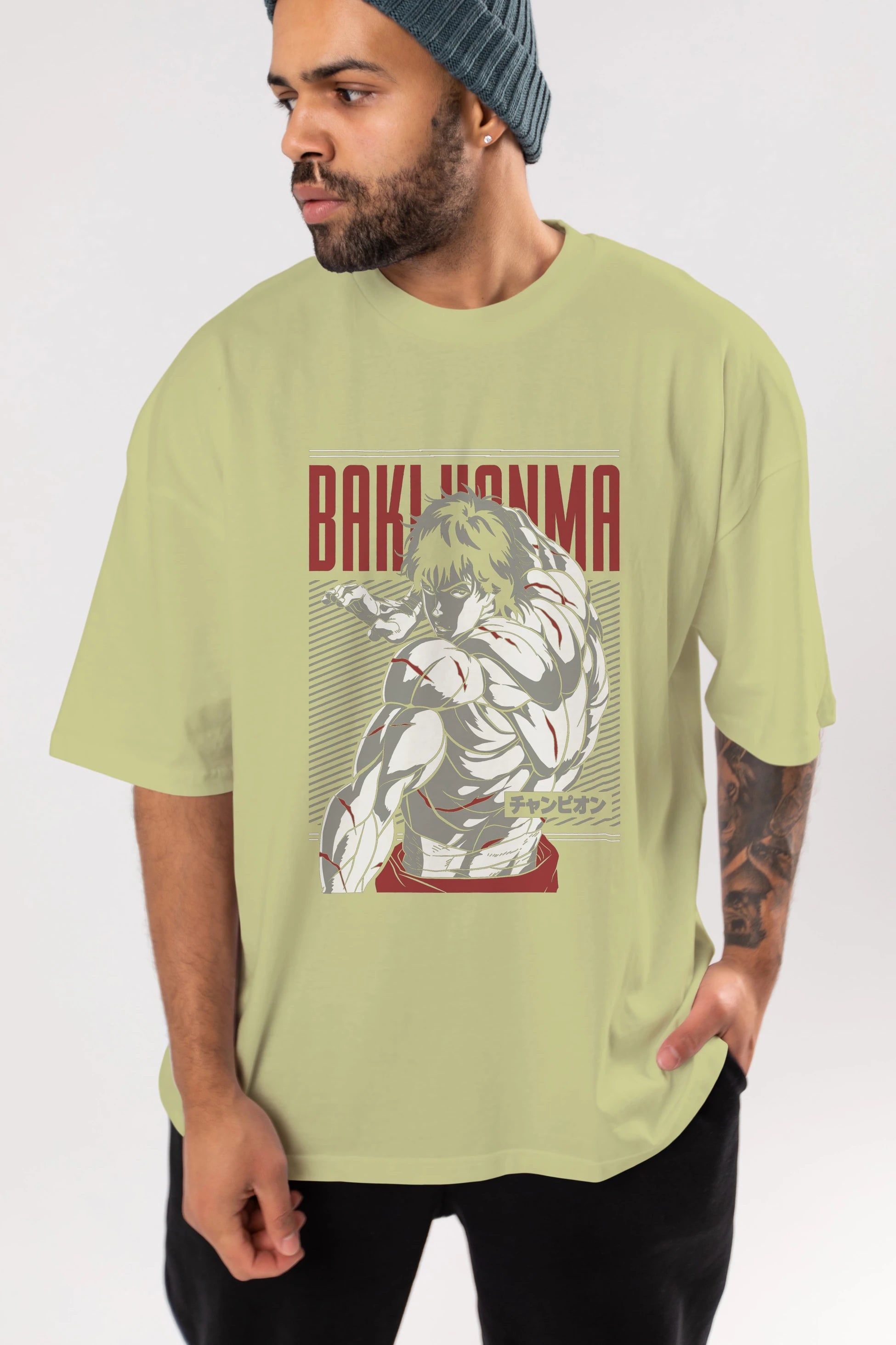 BAKI HANMA Anime Ön Baskılı Oversize t-shirt %100 pamuk Erkek Kadın Unisex