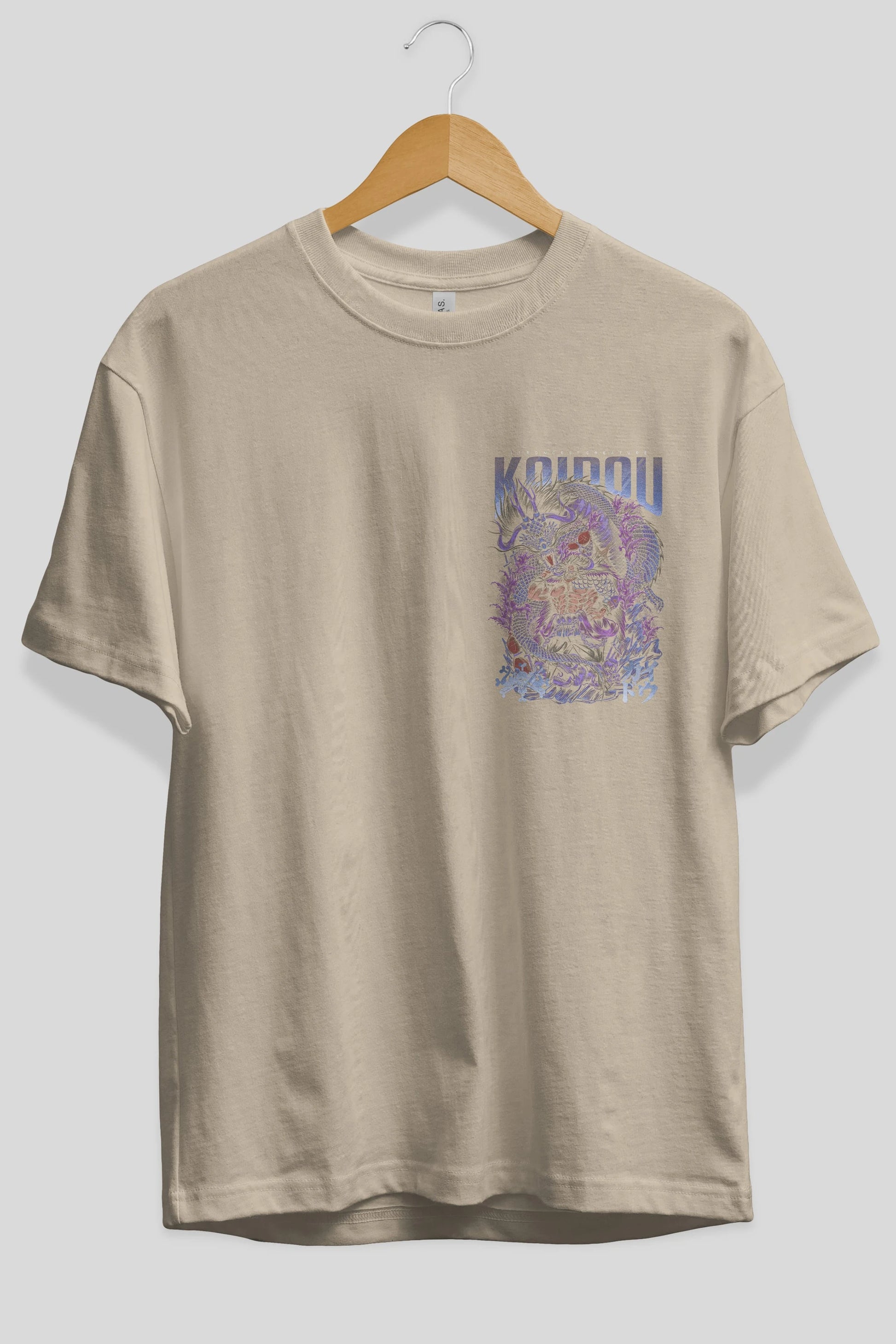 KAIDOU ONE PIECE Ön Sol Baskılı Oversize t-shirt Erkek Kadın Unisex %100 Pamuk Bisiklet Yaka tişort