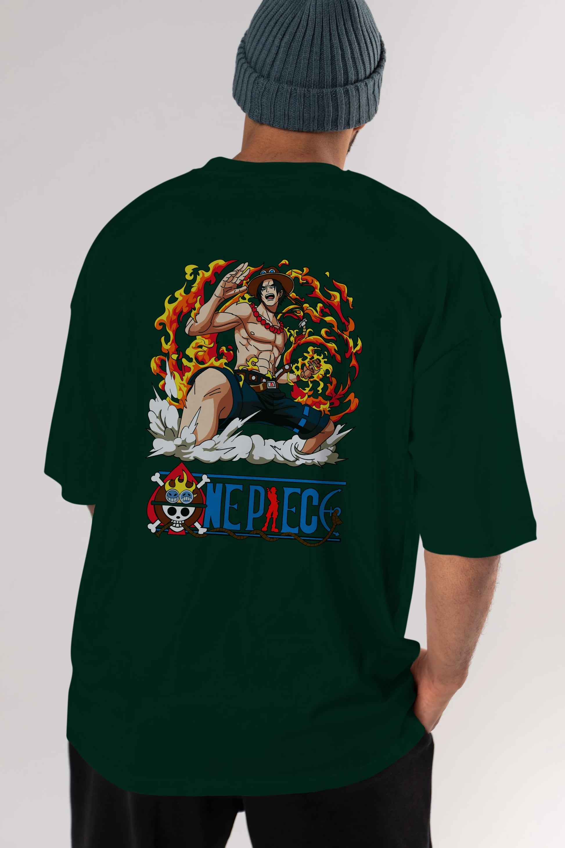 One Piece Anime Arka Baskılı Oversize t-shirt Erkek Kadın Unisex %100 pamuk tişort