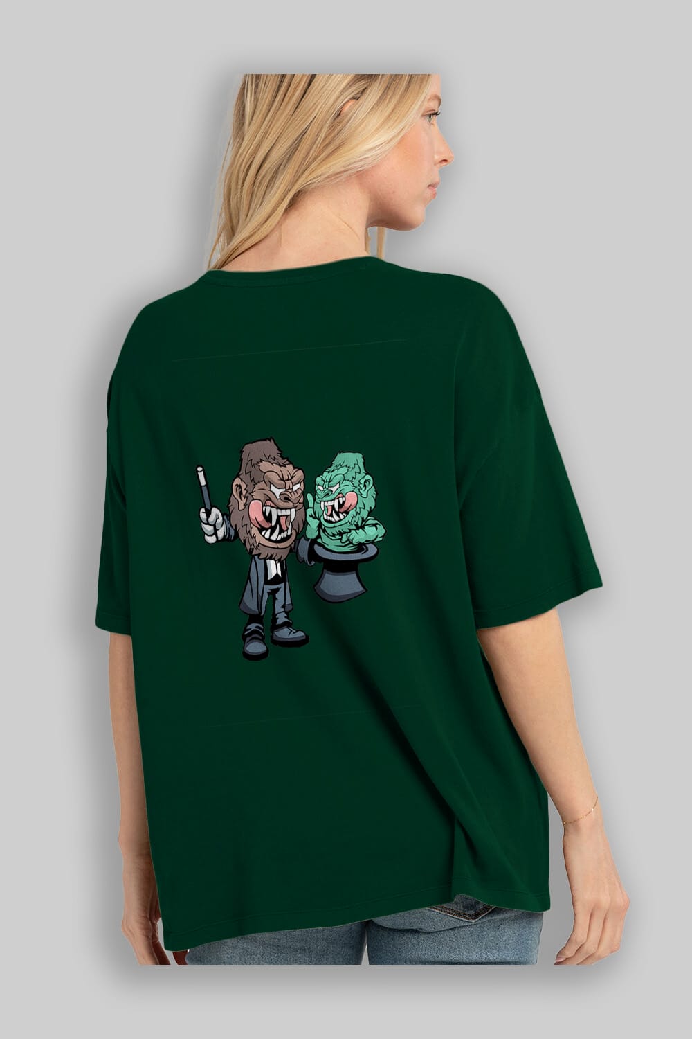 Gorilla Magician Arka Baskılı Oversize t-shirt Erkek Kadın Unisex %100 Pamuk tişort