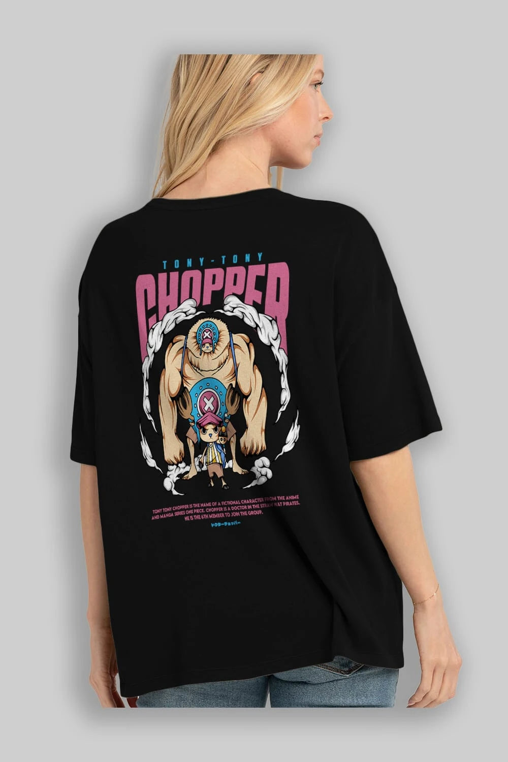 Tony Tony Chopper Anime Arka Baskılı Oversize t-shirt Erkek Kadın Unisex
