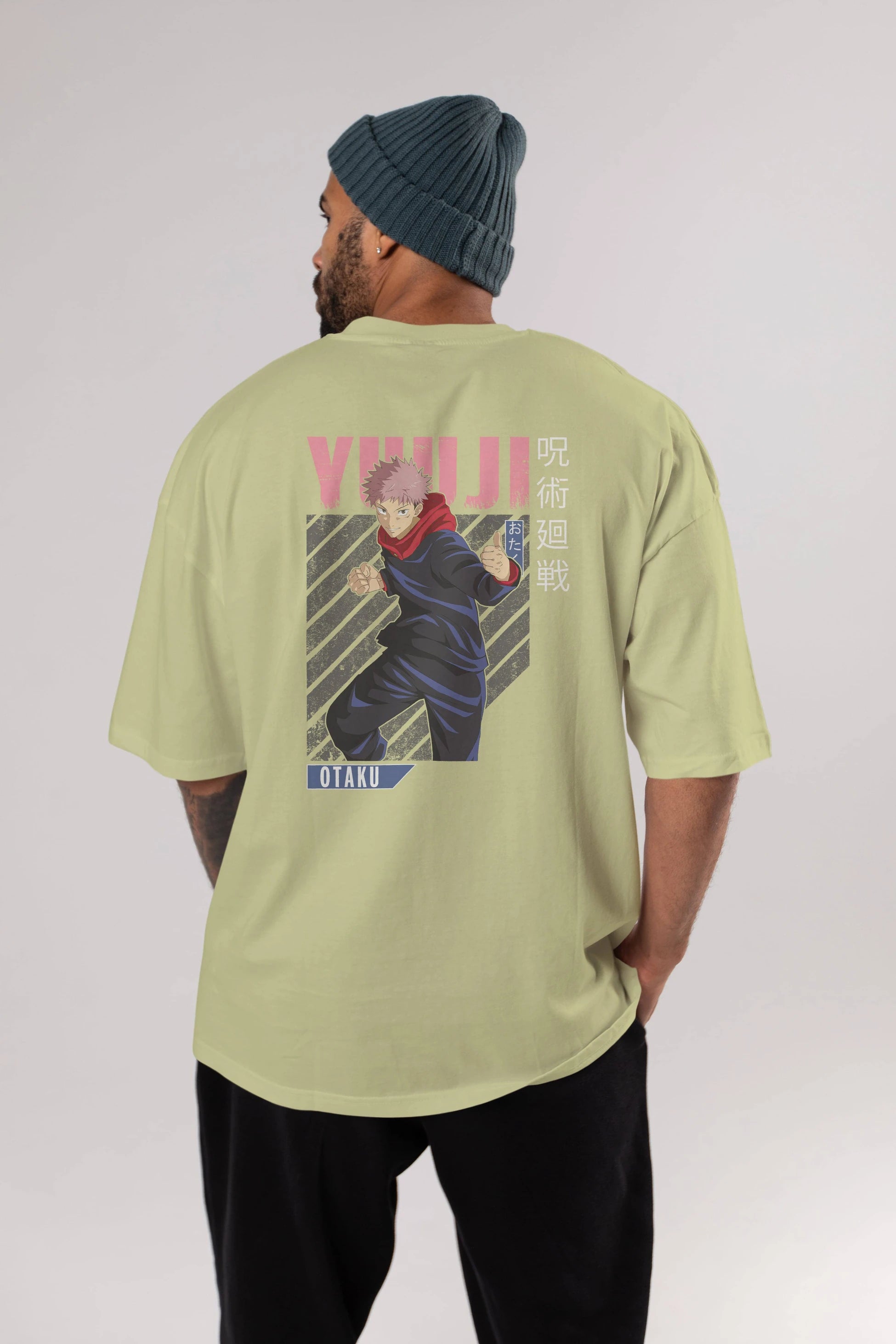 Yuuji Itadori Anime Arka Baskılı Oversize t-shirt Erkek Kadın Unisex