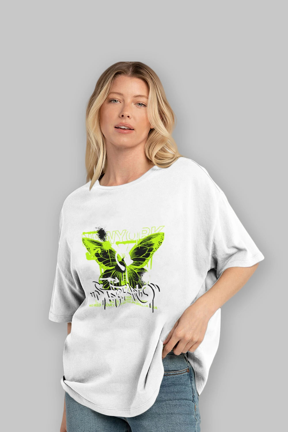 New York Street Style Ön Baskılı Oversize t-shirt Erkek Kadın Unisex