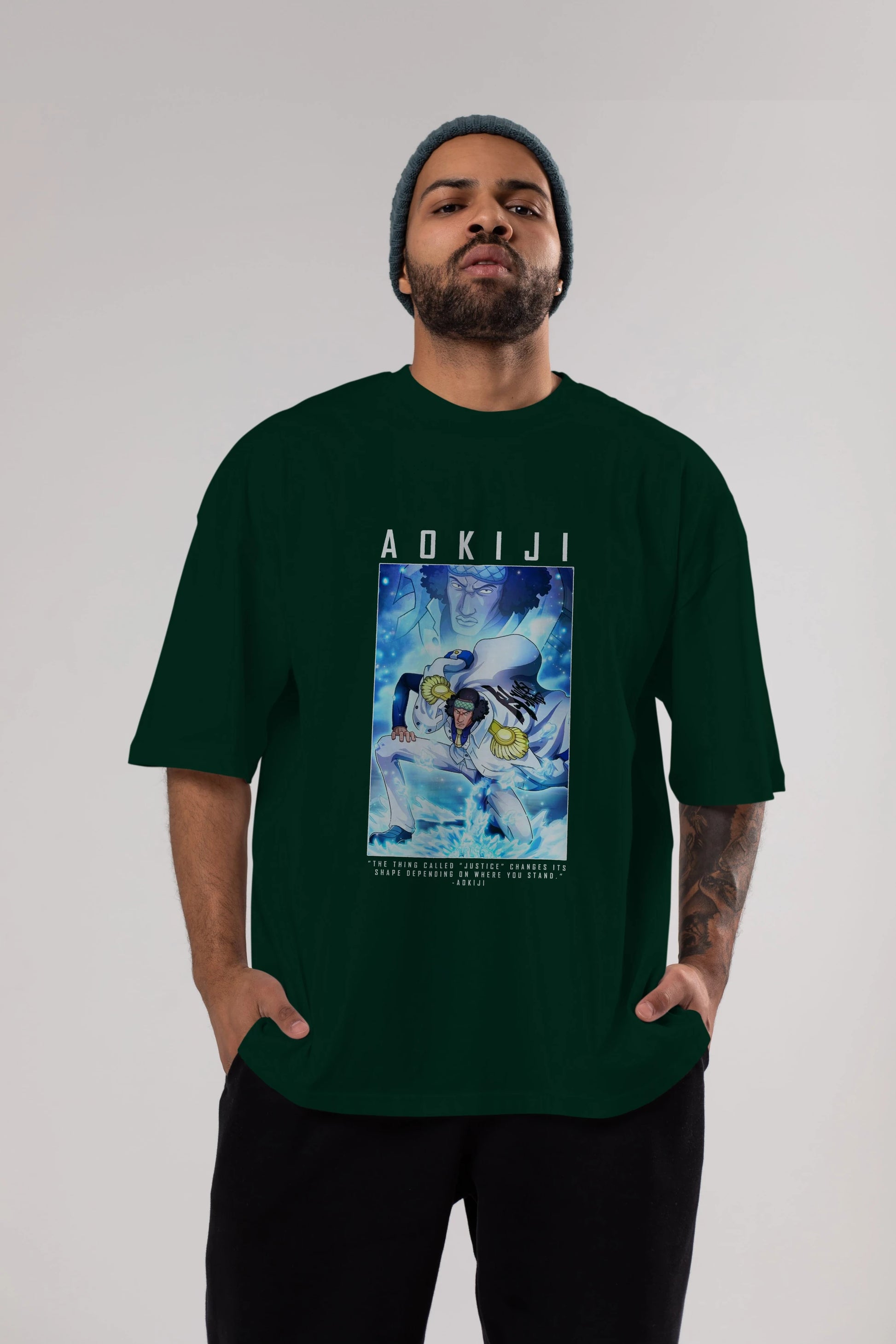 Kuzan Anime Ön Baskılı Oversize t-shirt Erkek Kadın Unisex