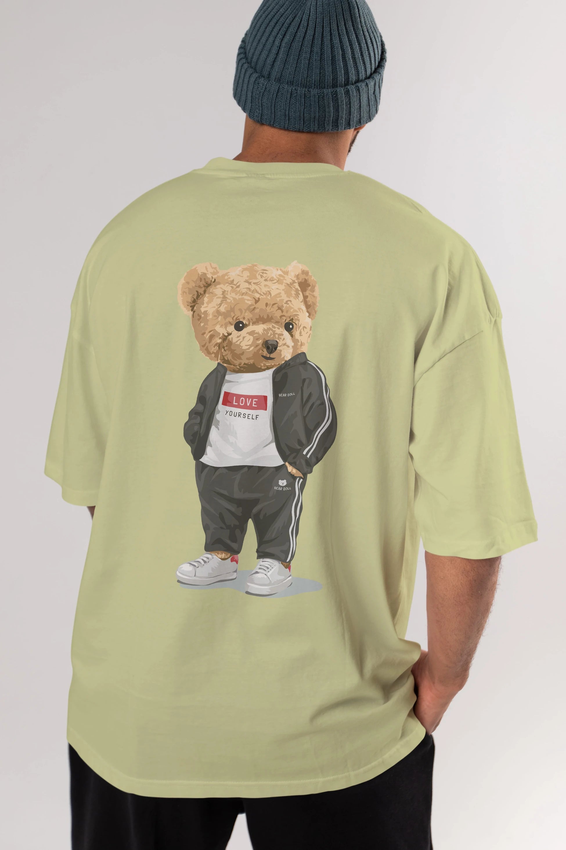 Teddy Bear Love Yourself Arka Baskılı Oversize t-shirt Erkek Kadın Unisex %100 Pamuk
