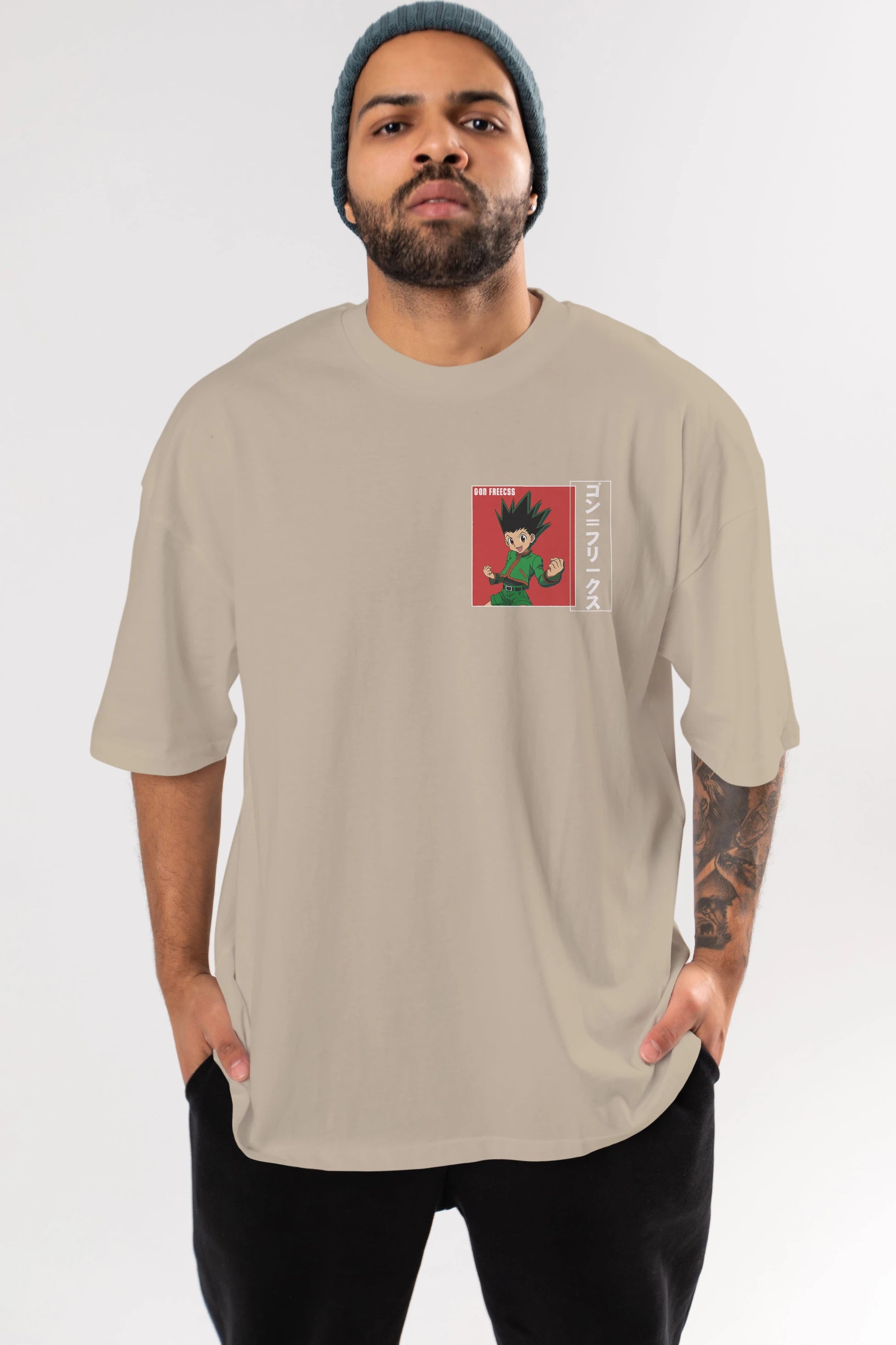 Gon Freecss HUNTER X HUNTER 5 Ön Sol Baskılı Oversize t-shirt Erkek Kadın Unisex %100 Pamuk Bisiklet Yaka tişort