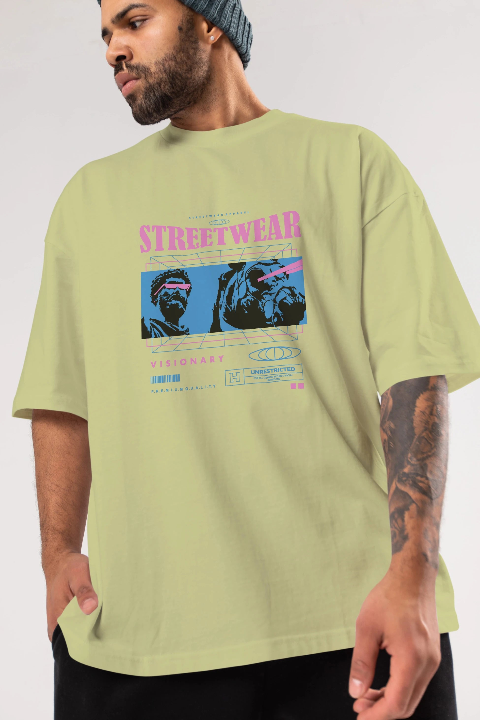 Streetwear Visionary Ön Baskılı Oversize t-shirt Erkek Kadın Unisex