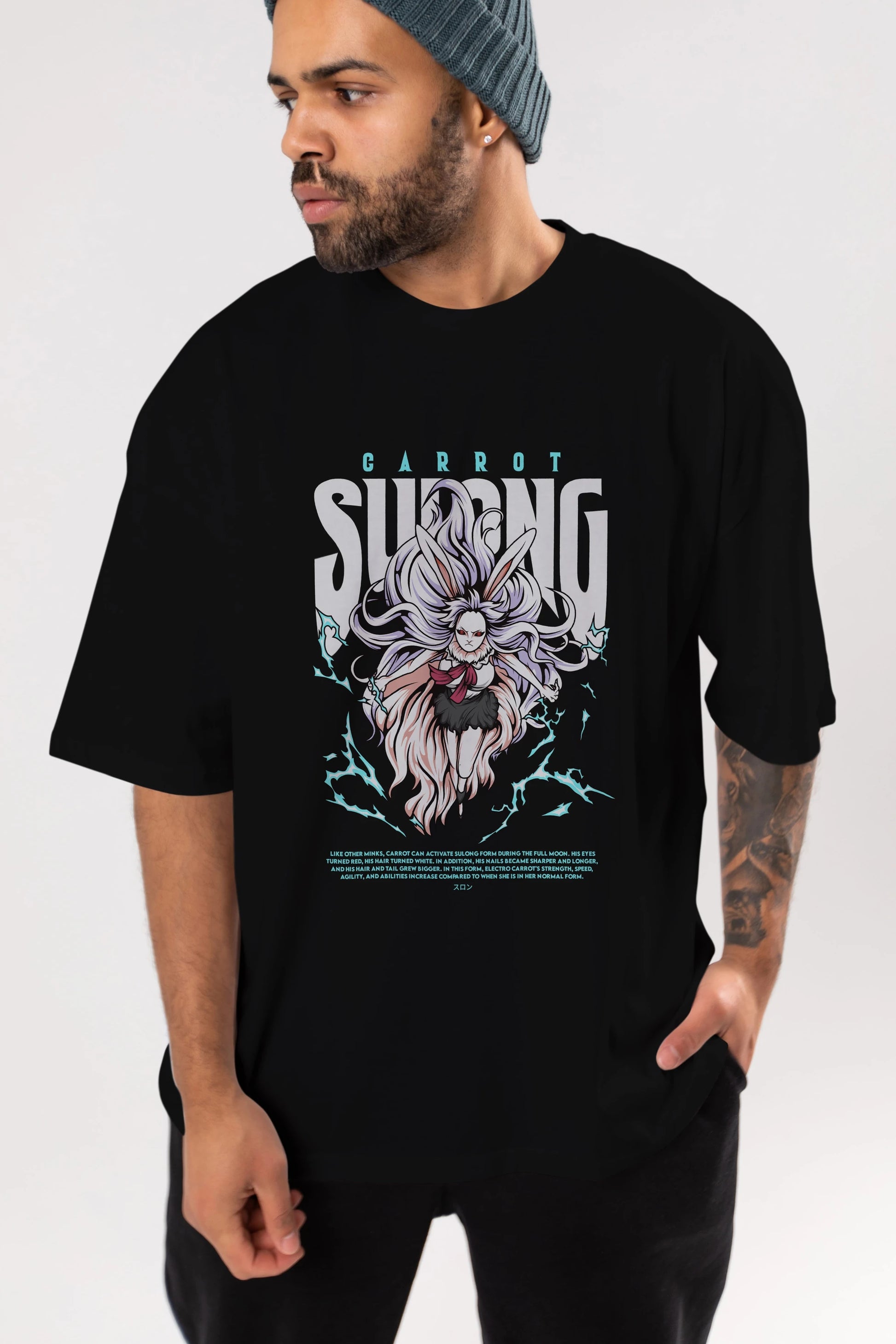 Carrot Sulong Anime Ön Baskılı Oversize t-shirt %100 pamuk Erkek Kadın Unisex