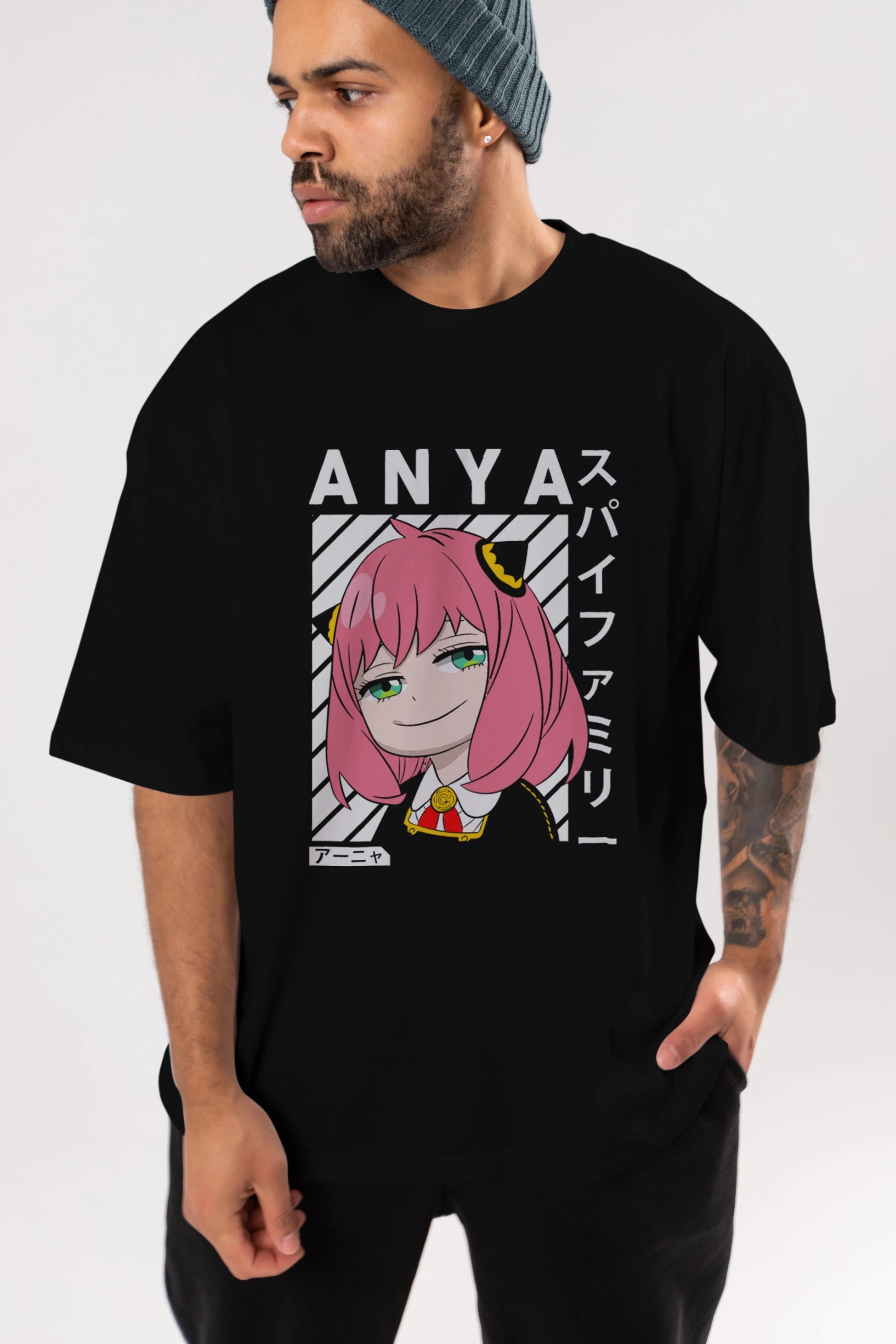 Anya SPYX FAMILY Anime Ön Baskılı Oversize t-shirt %100 pamuk Erkek Kadın Unisex