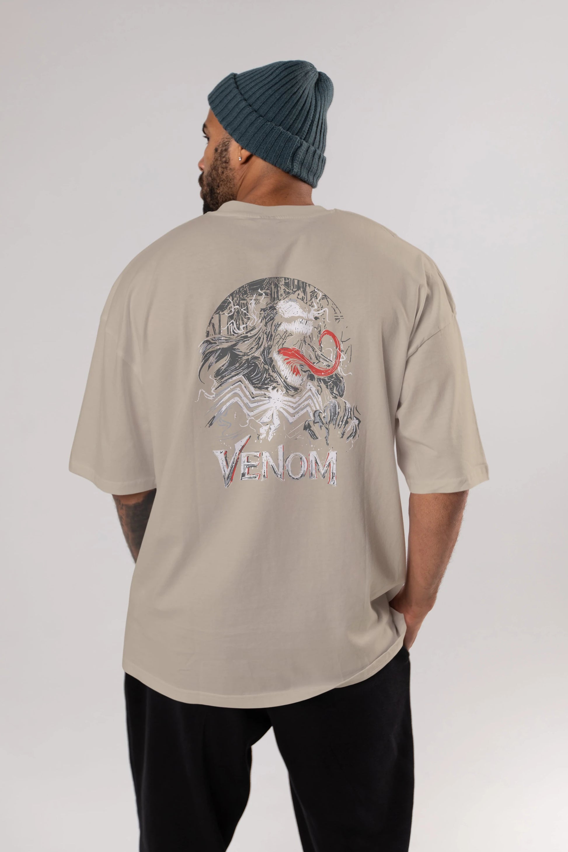 Venom (13) Arka Baskılı Oversize t-shirt Erkek Kadın Unisex %100 Pamuk Bisiklet Yaka tişort
