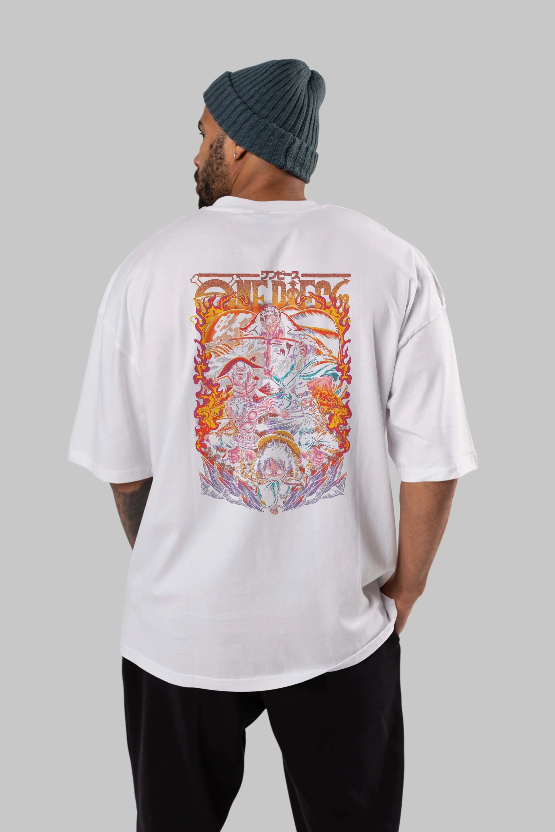 ONE PIECE (3) Anime Arka Baskılı Oversize t-shirt Erkek Kadın Unisex