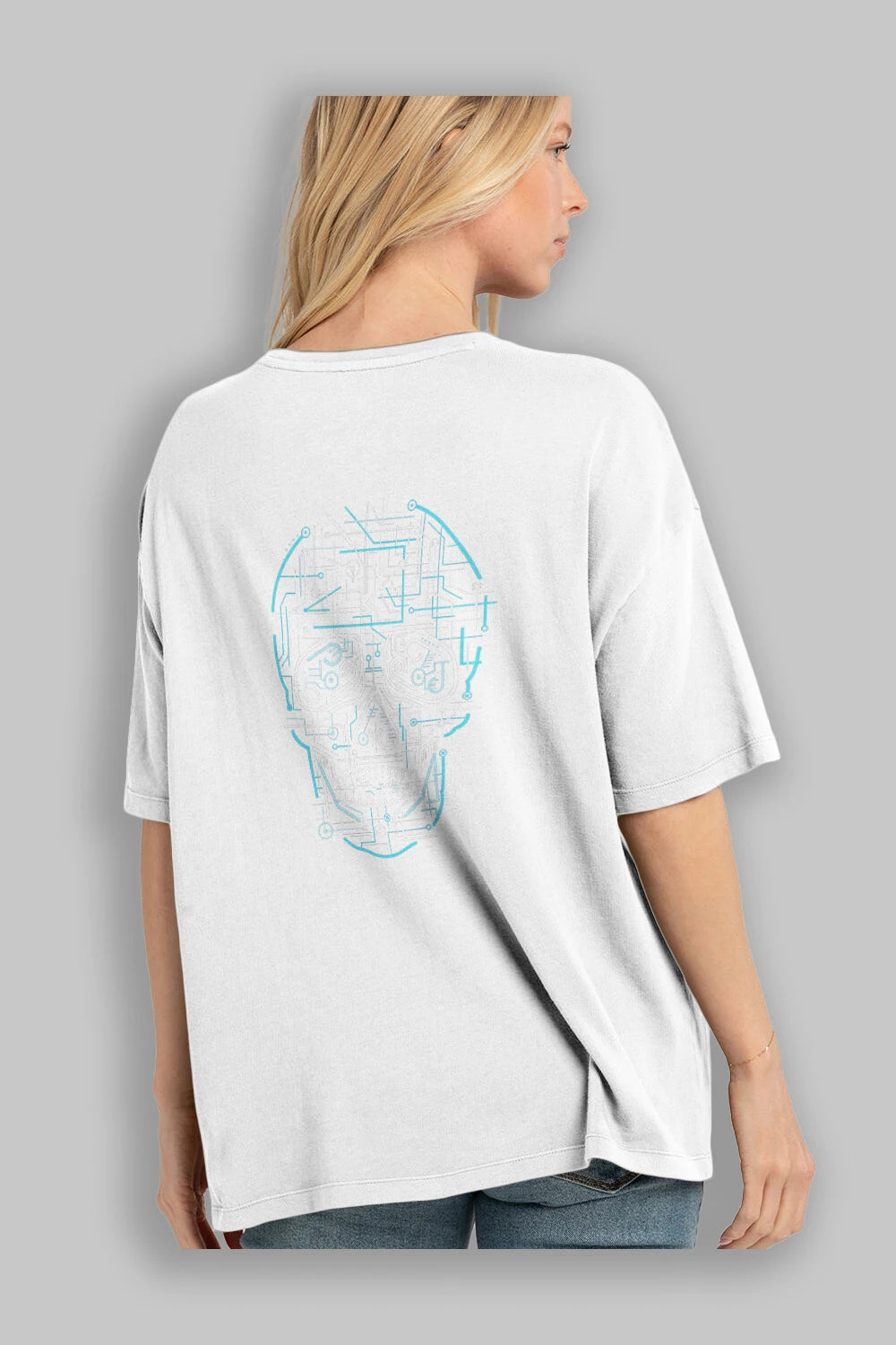Electric Skull Arka Baskılı Oversize t-shirt %100 pamuk Erkek Kadın Unisex