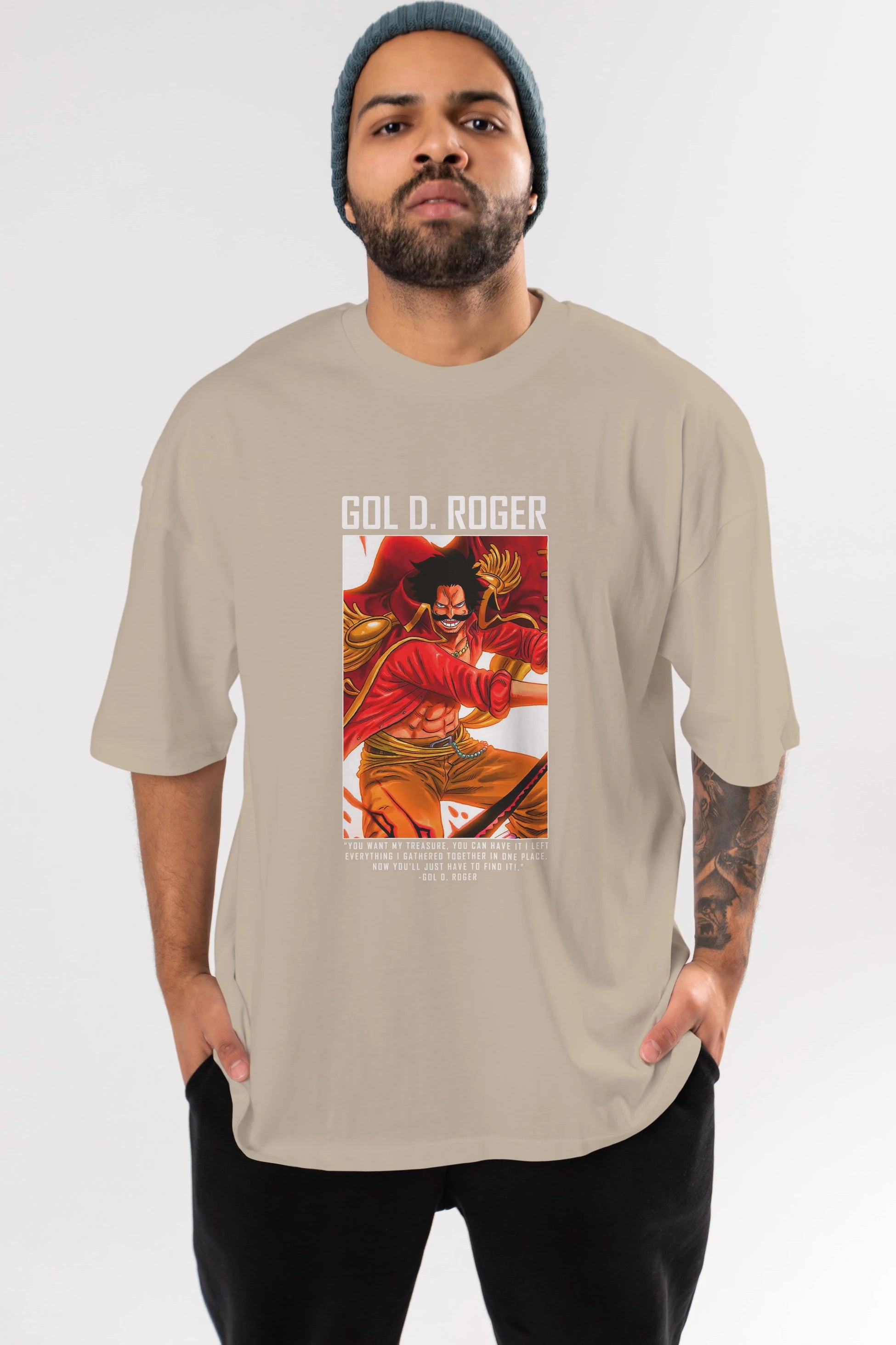 Gol D. Roger Anime Ön Baskılı Oversize t-shirt Erkek Kadın Unisex