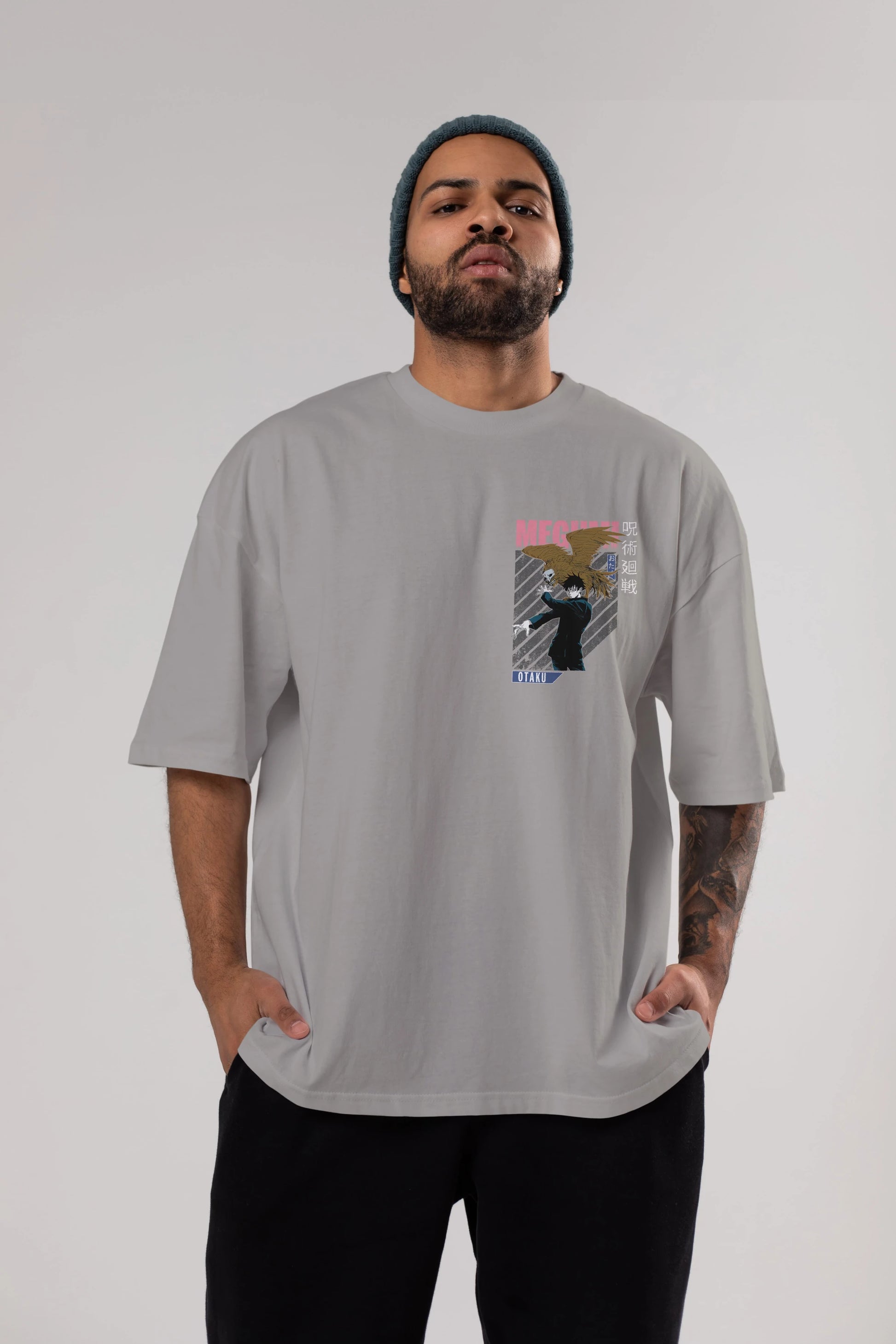 Megumi Fushiguro 2 Ön Sol Baskılı Oversize t-shirt Erkek Kadın Unisex %100 Pamuk Bisiklet Yaka tişort