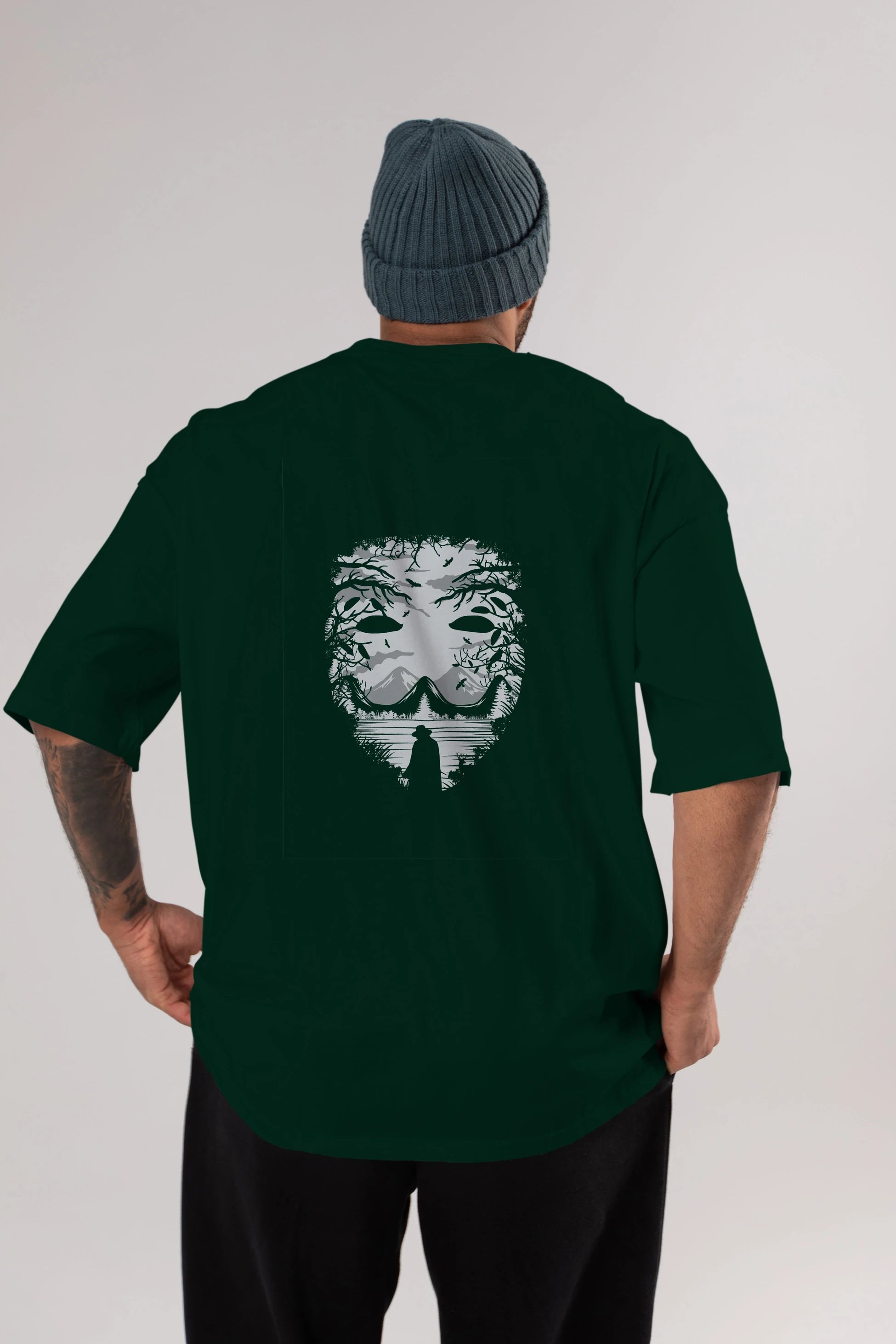 The Mask (2) Arka Baskılı Oversize t-shirt %100 pamuk Erkek Kadın Unisex