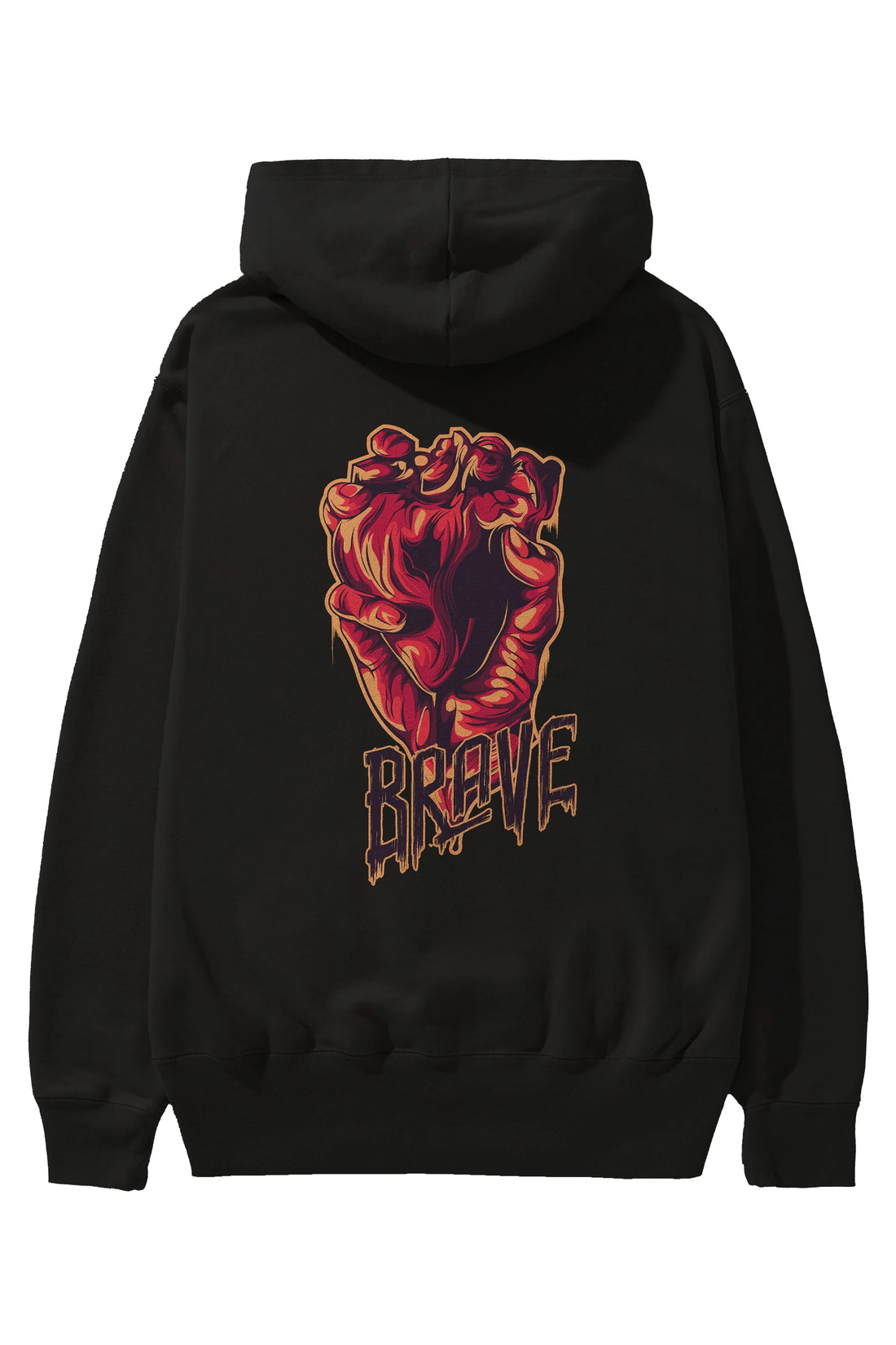 Brave Streetwear Arka Baskılı Hoodie Oversize Kapüşonlu Sweatshirt Erkek Kadın Unisex
