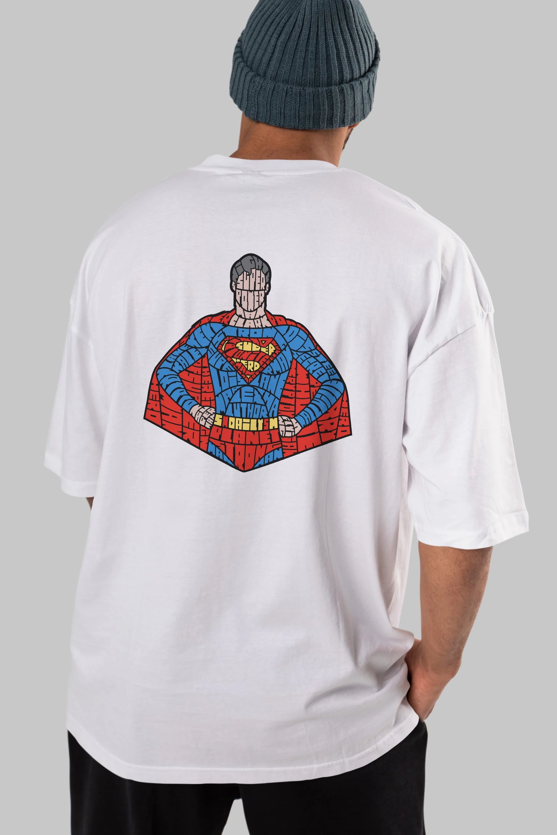 Kryptonian Arka Baskılı Oversize t-shirt %100 pamuk Erkek Kadın Unisex