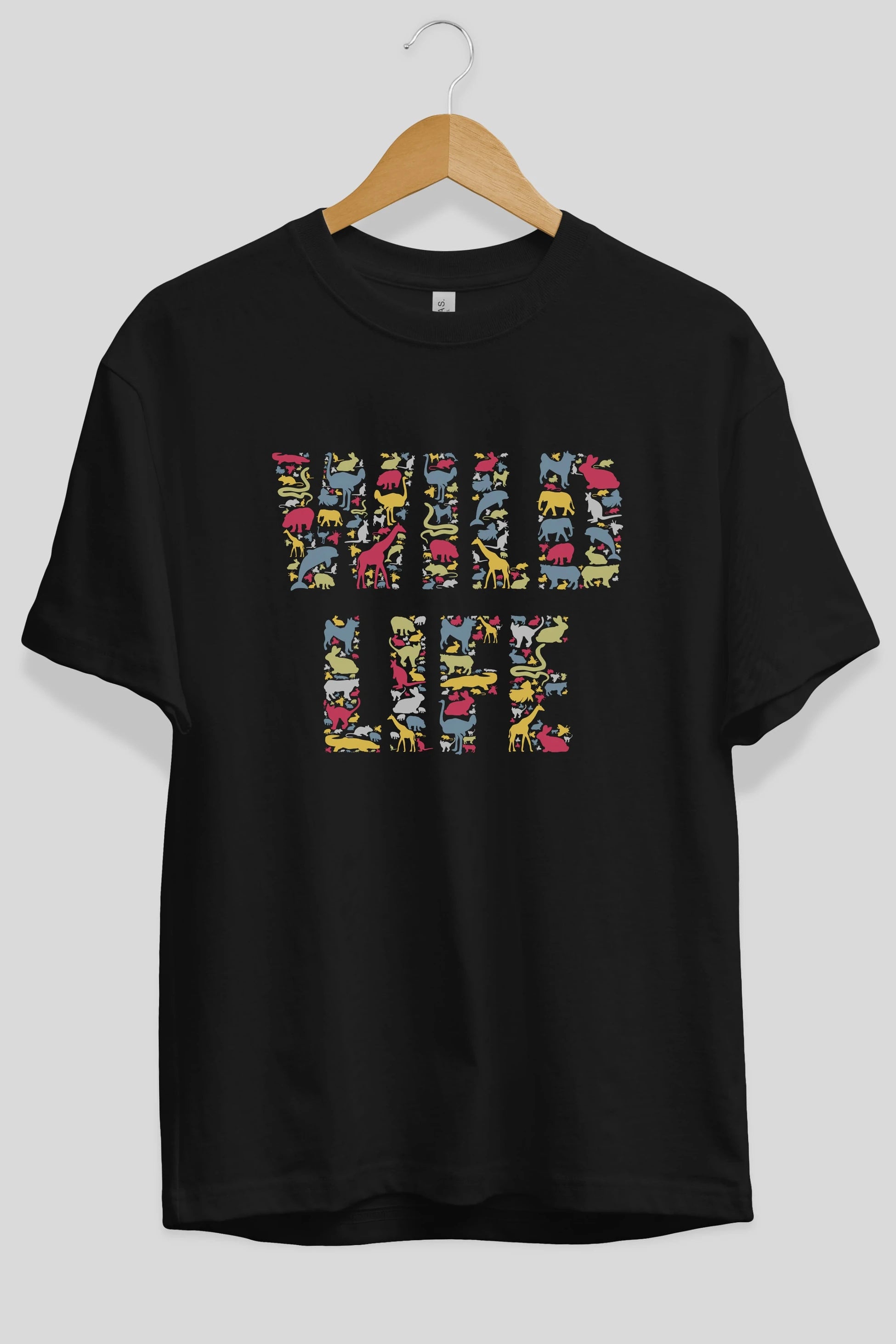 Wild Life Ön Baskılı Oversize t-shirt %100 pamuk Erkek Kadın Unisex