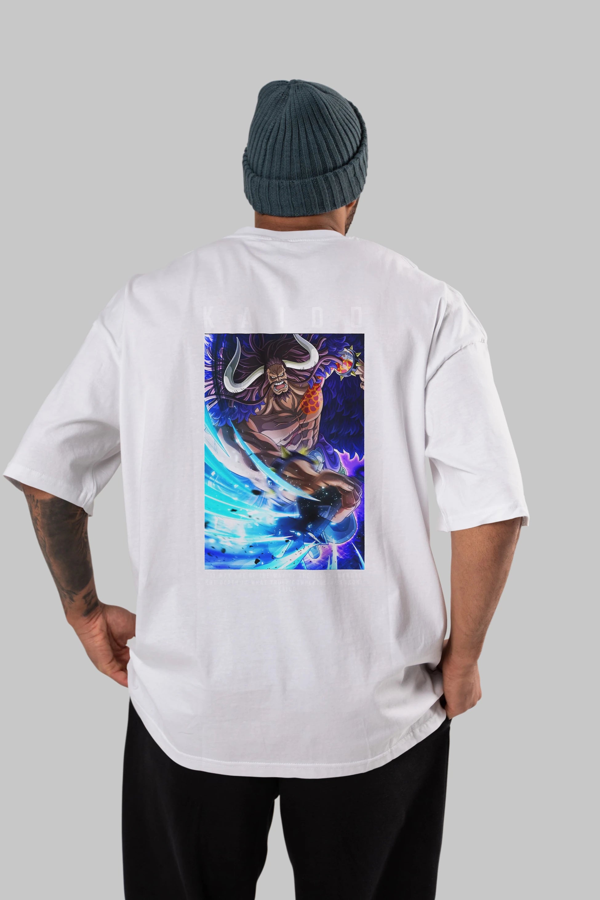 Kaido 2 Anime Arka Baskılı Oversize t-shirt Erkek Kadın Unisex %100 pamuk tişort