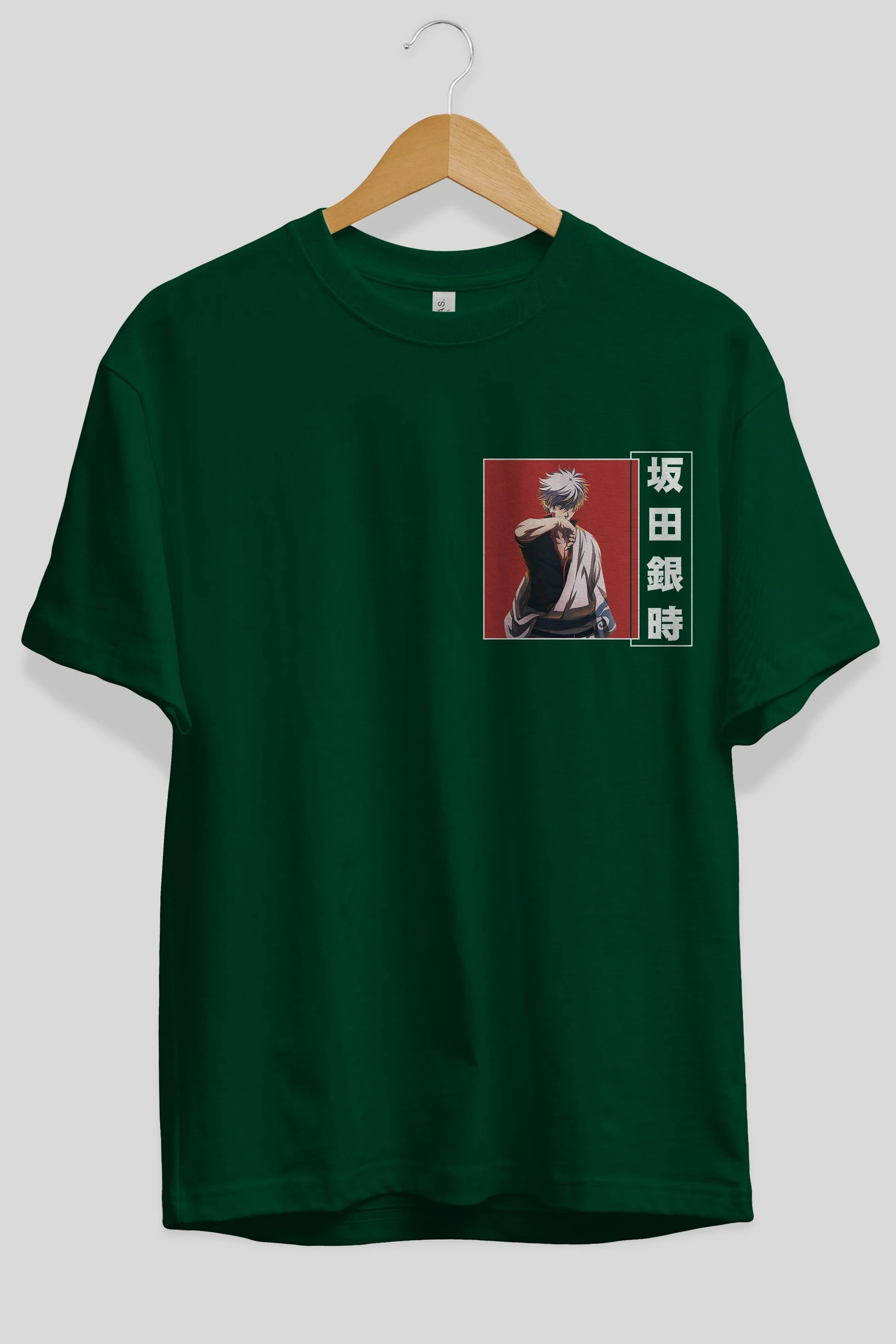 Gintoki Sakata GINTAMA 1 Ön Sol Baskılı Oversize t-shirt Erkek Kadın Unisex %100 Pamuk Bisiklet Yaka tişort