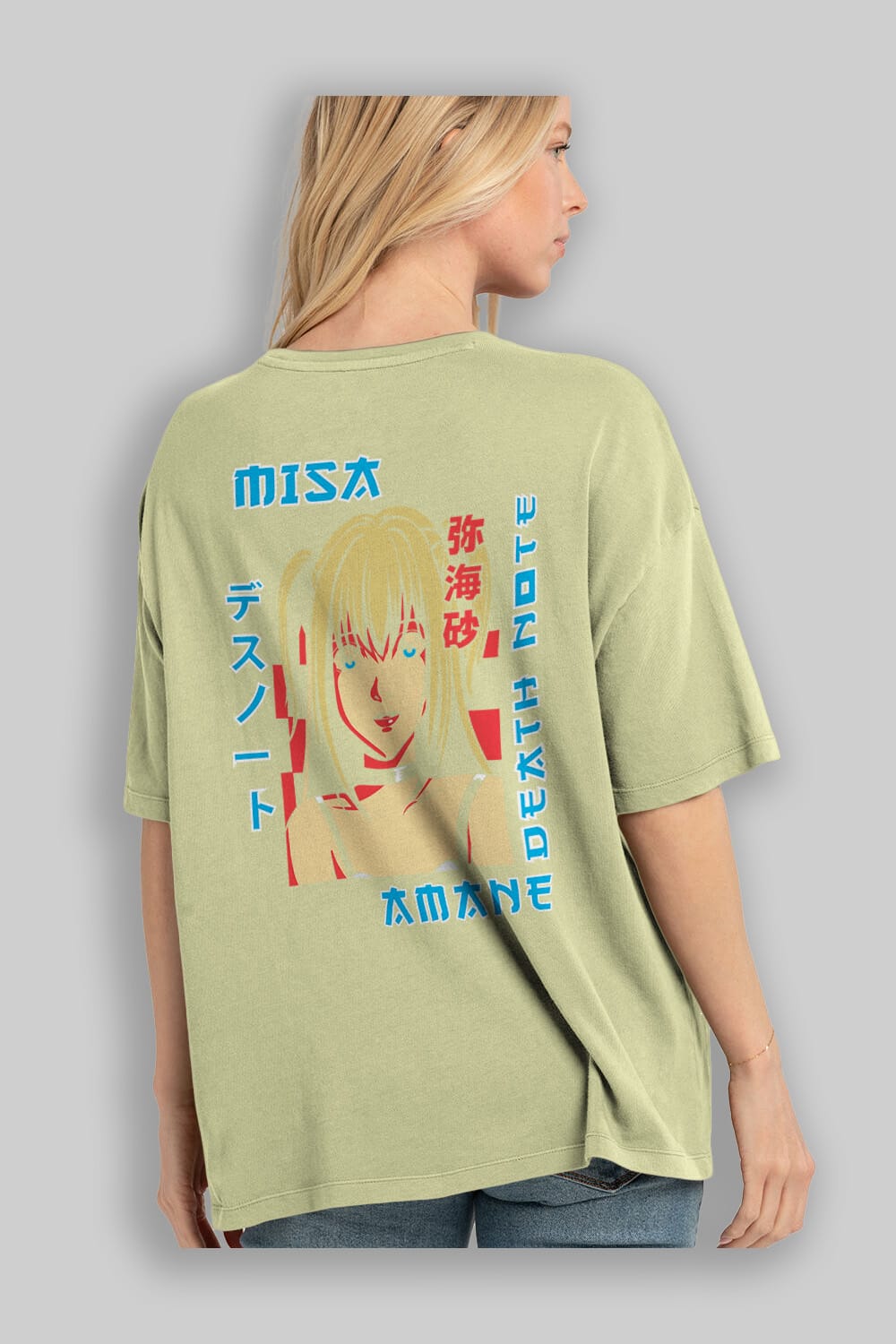 MISA-DEATH NOTE Anime Arka Baskılı Oversize t-shirt Erkek Kadın Unisex