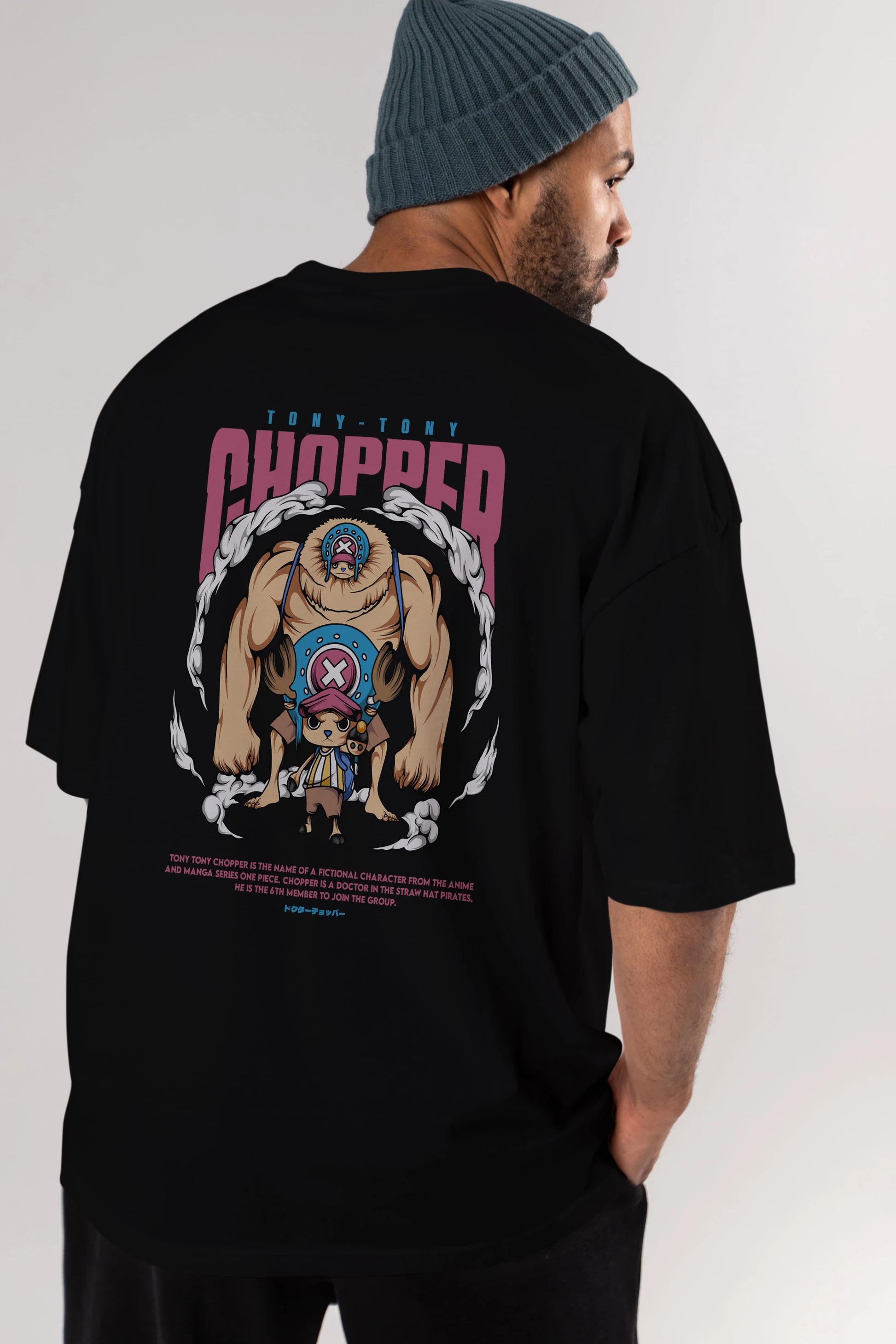 Tony Tony Chopper Anime Arka Baskılı Oversize t-shirt Erkek Kadın Unisex