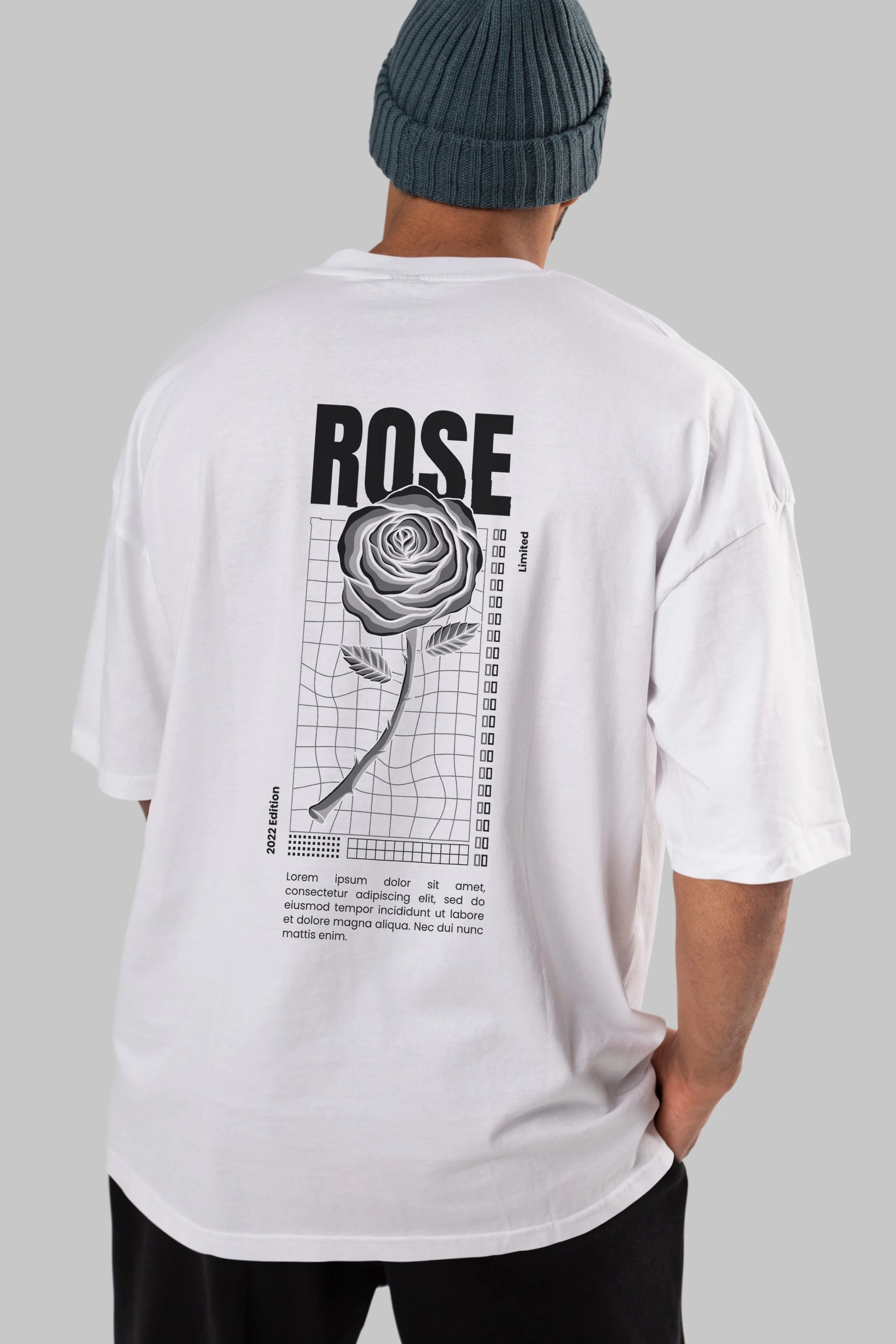 Rose Streetwear Arka Baskılı Oversize t-shirt Erkek Kadın Unisex