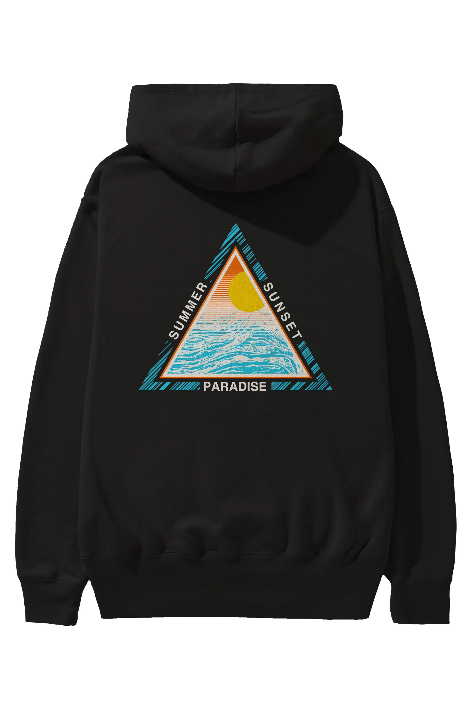 Summer Sunset Paradise Arka Baskılı Hoodie Oversize Kapüşonlu Sweatshirt Erkek Kadın Unisex