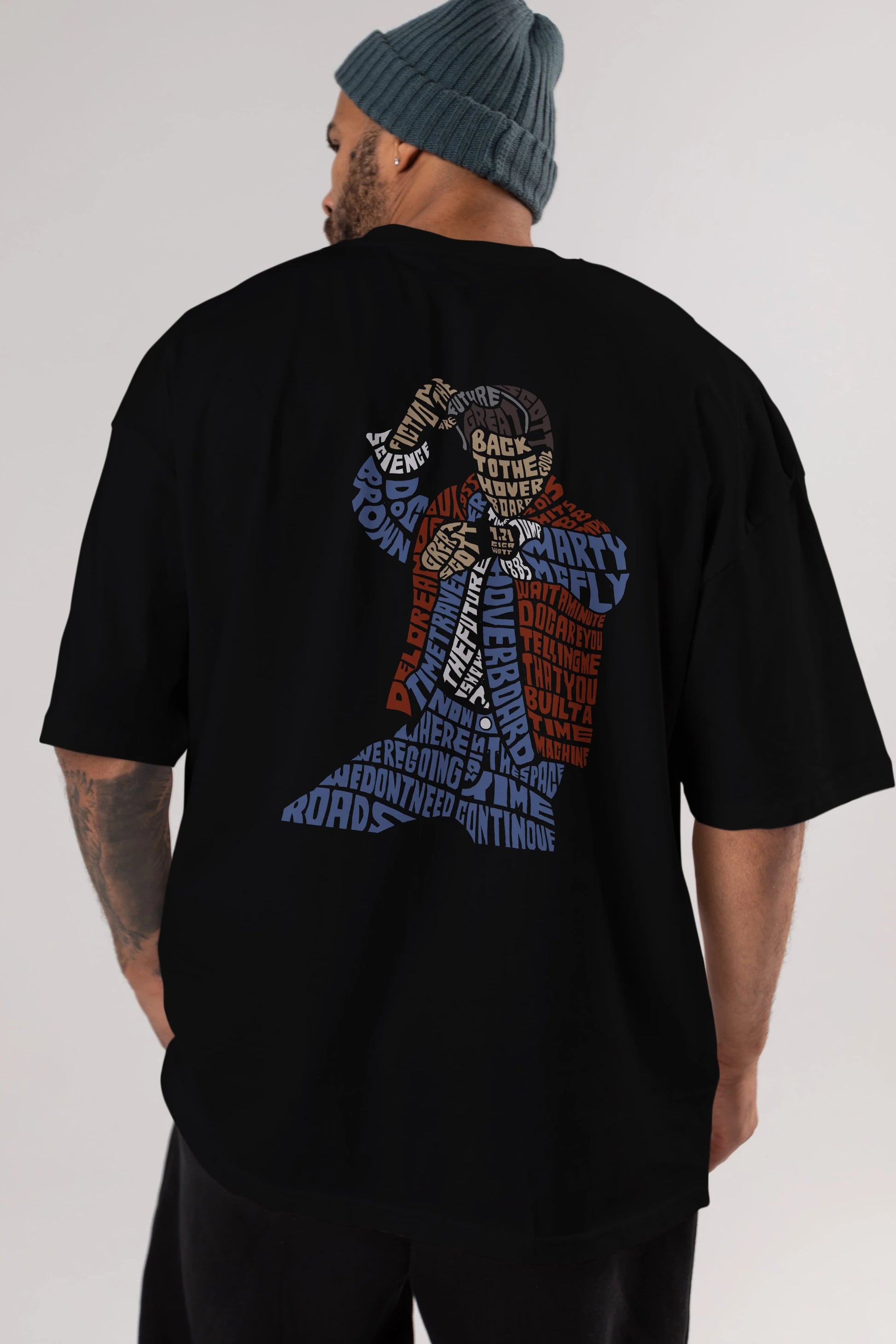 Back To The Hoverboard Arka Baskılı Oversize t-shirt %100 pamuk Erkek Kadın Unisex