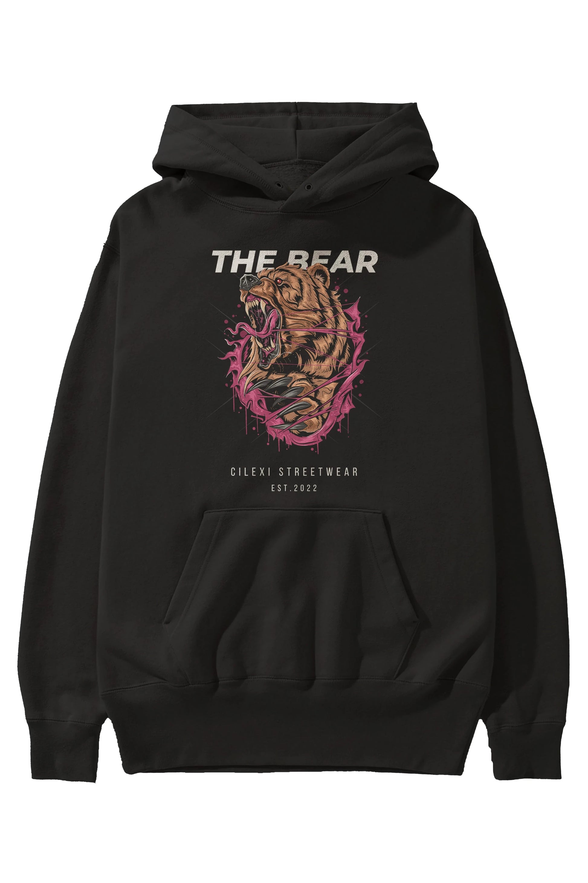 The Bear Ön Baskılı Hoodie Oversize Kapüşonlu Sweatshirt Erkek Kadın Unisex