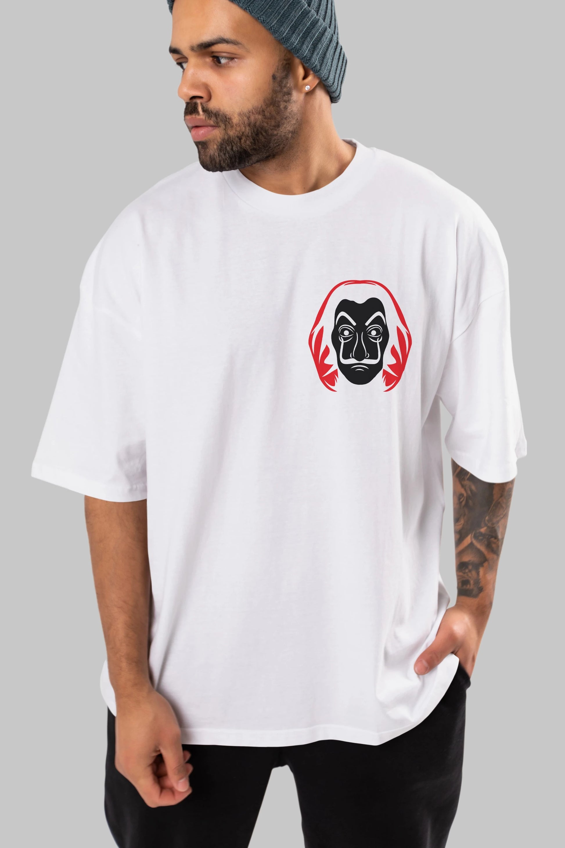 La Casa De Papel (8) Ön Sol Baskılı Oversize t-shirt Erkek Kadın Unisex %100 Pamuk Bisiklet Yaka tişort