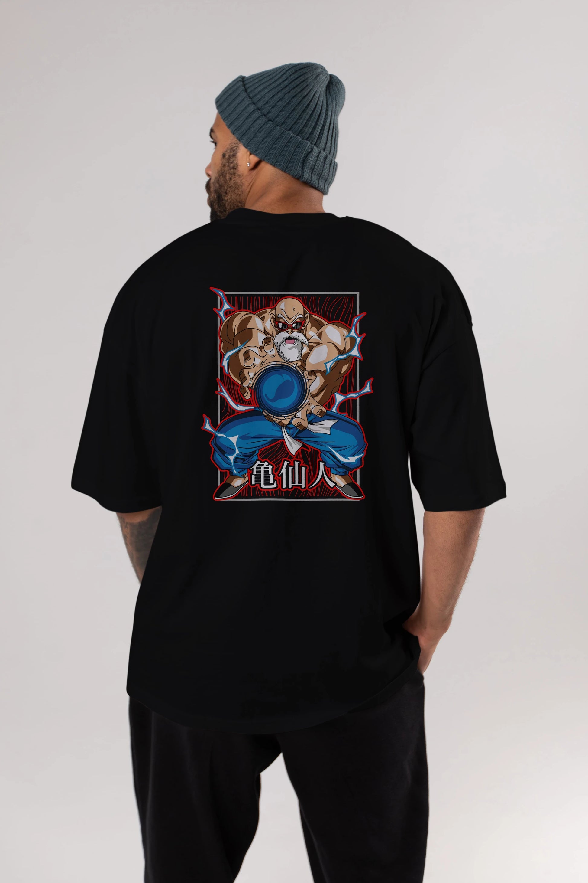 DragonBall MaestroRoshi Anime Arka Baskılı Oversize t-shirt Erkek Kadın Unisex