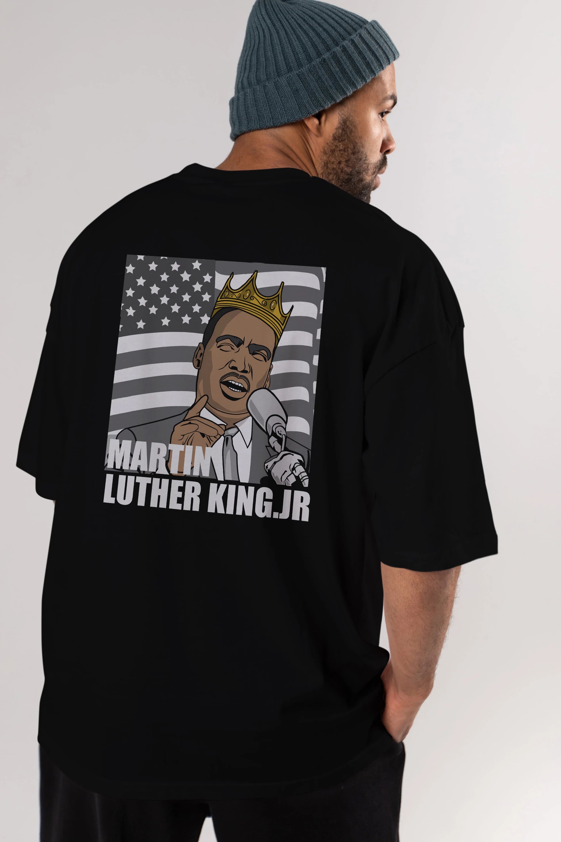 Luther King Arka Baskılı Oversize t-shirt Erkek Kadın Unisex %100 Pamuk tişort