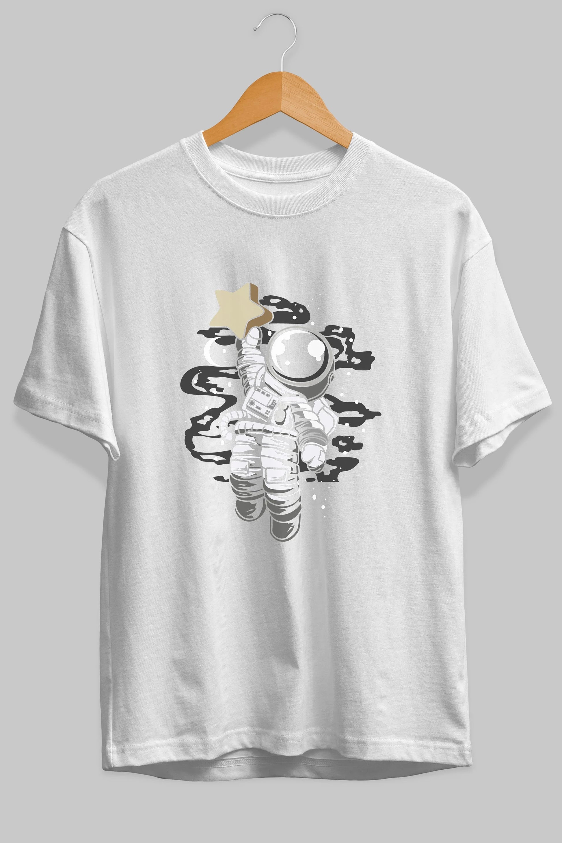 Astronaut Reach The Star Ön Baskılı Oversize t-shirt Erkek Kadın Unisex
