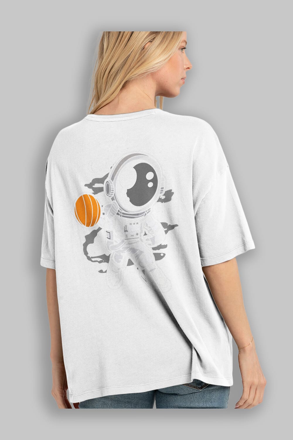 Astronaut Basketball Arka Baskılı Oversize t-shirt Erkek Kadın Unisex