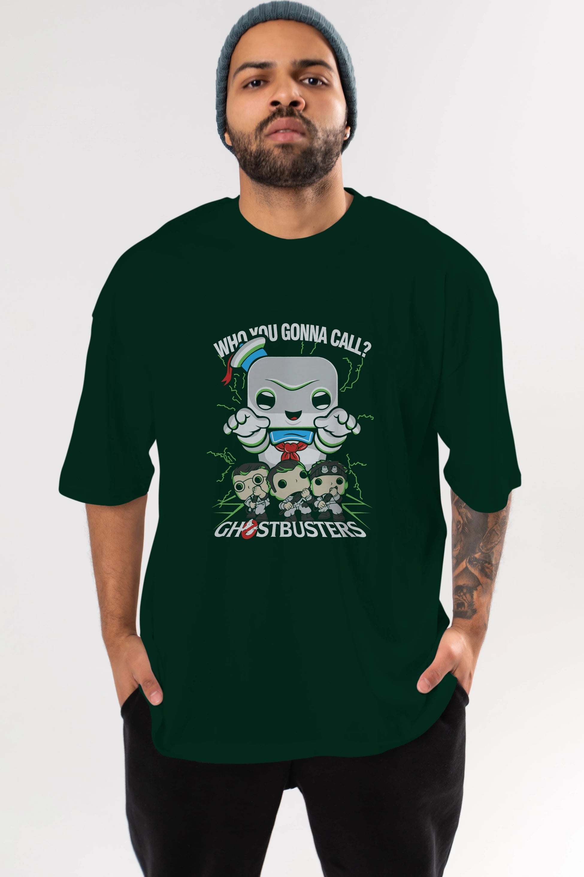 Ghostbusters Ön Baskılı Oversize t-shirt Erkek Kadın Unisex %100 Pamuk Bisiklet Yaka tişort