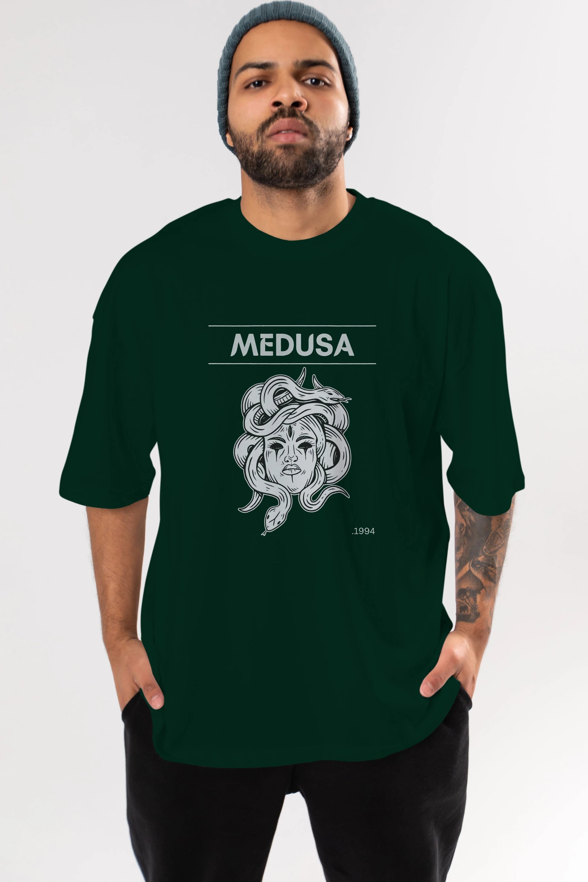 Medusa Ön Baskılı Oversize t-shirt Erkek Kadın Unisex