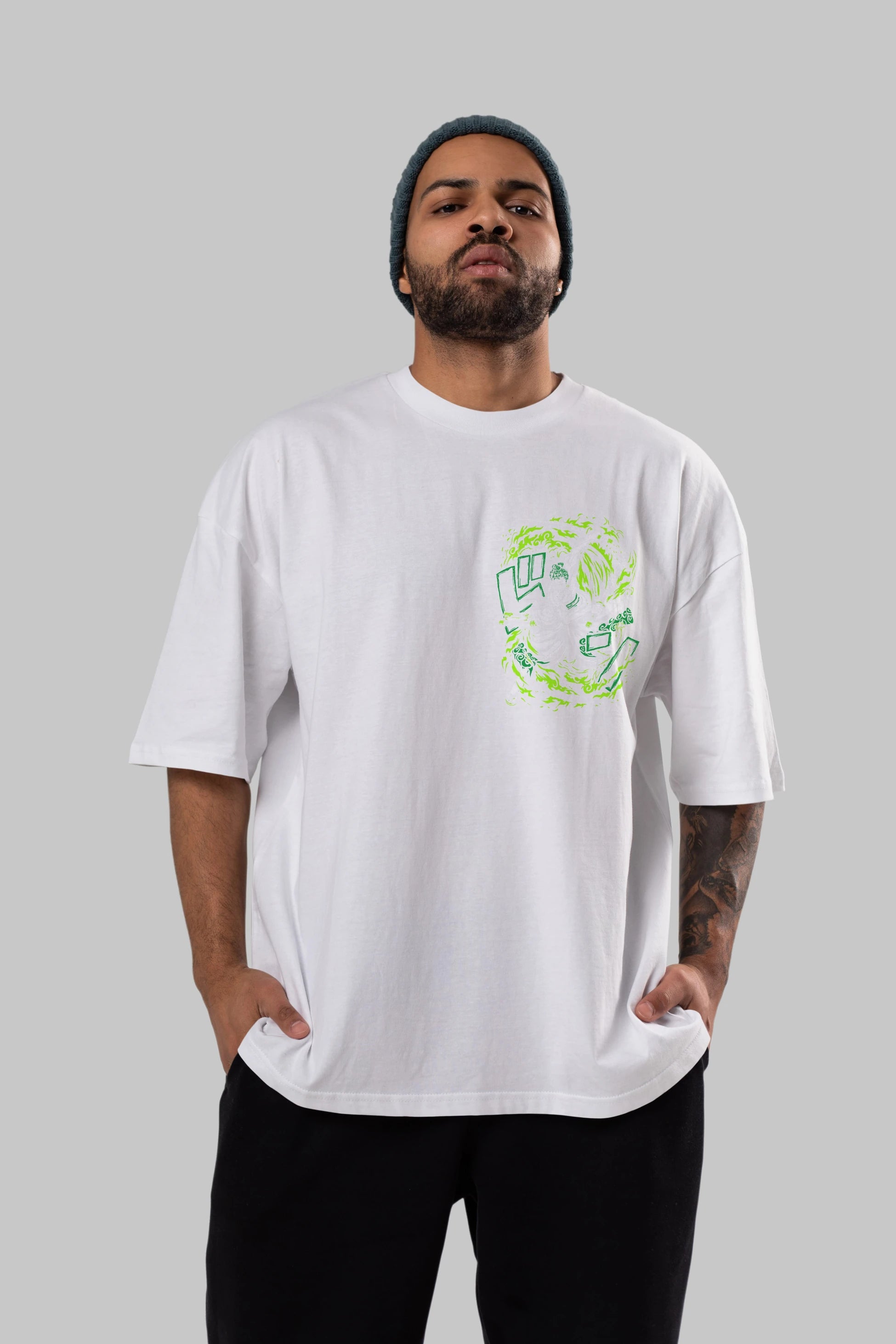 ZORO-ONE PIECE (2) Ön Sol Baskılı Oversize t-shirt Erkek Kadın Unisex %100 Pamuk Bisiklet Yaka tişort
