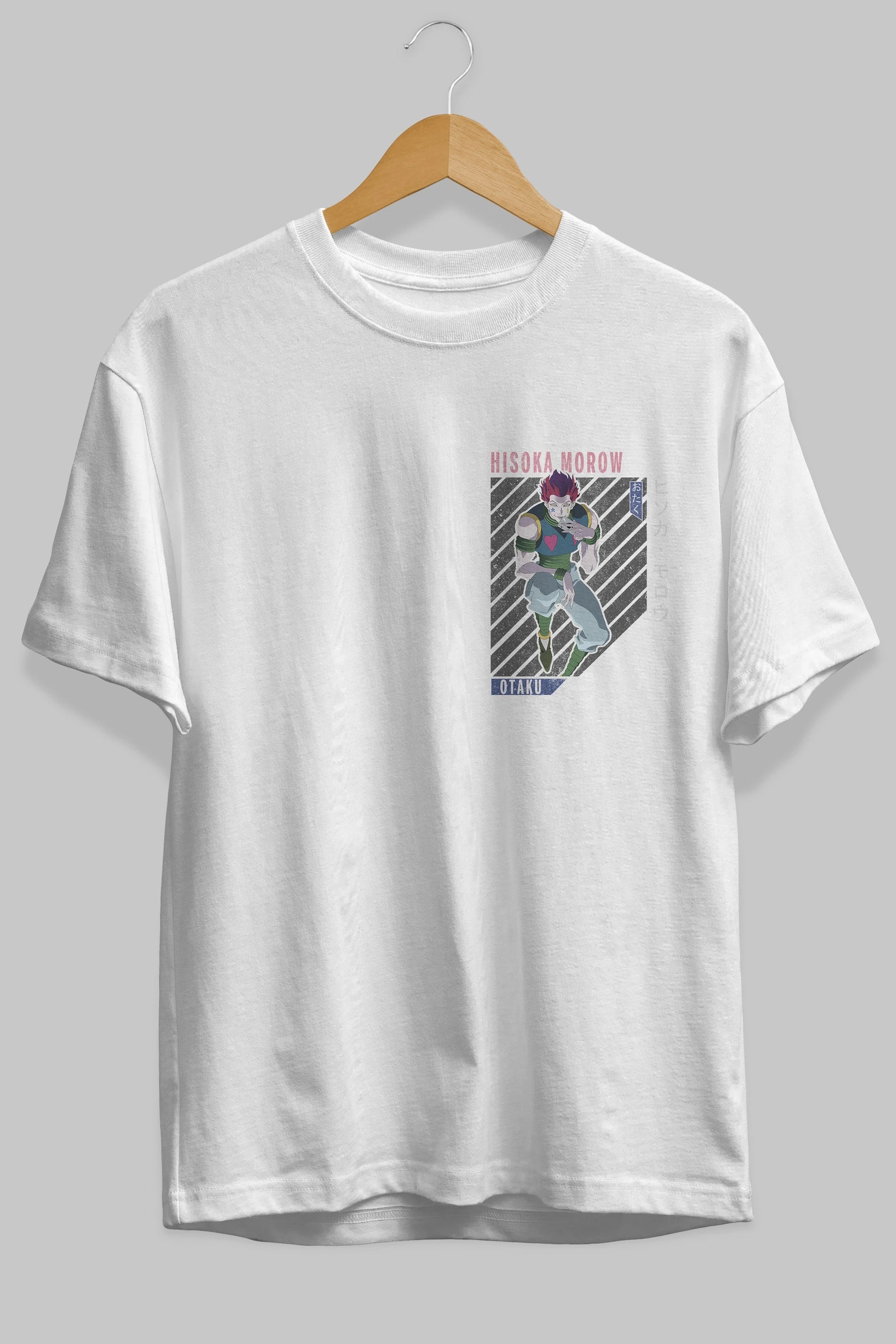 Hisoka Morow 2 2 Ön Sol Baskılı Oversize t-shirt Erkek Kadın Unisex %100 Pamuk Bisiklet Yaka tişort