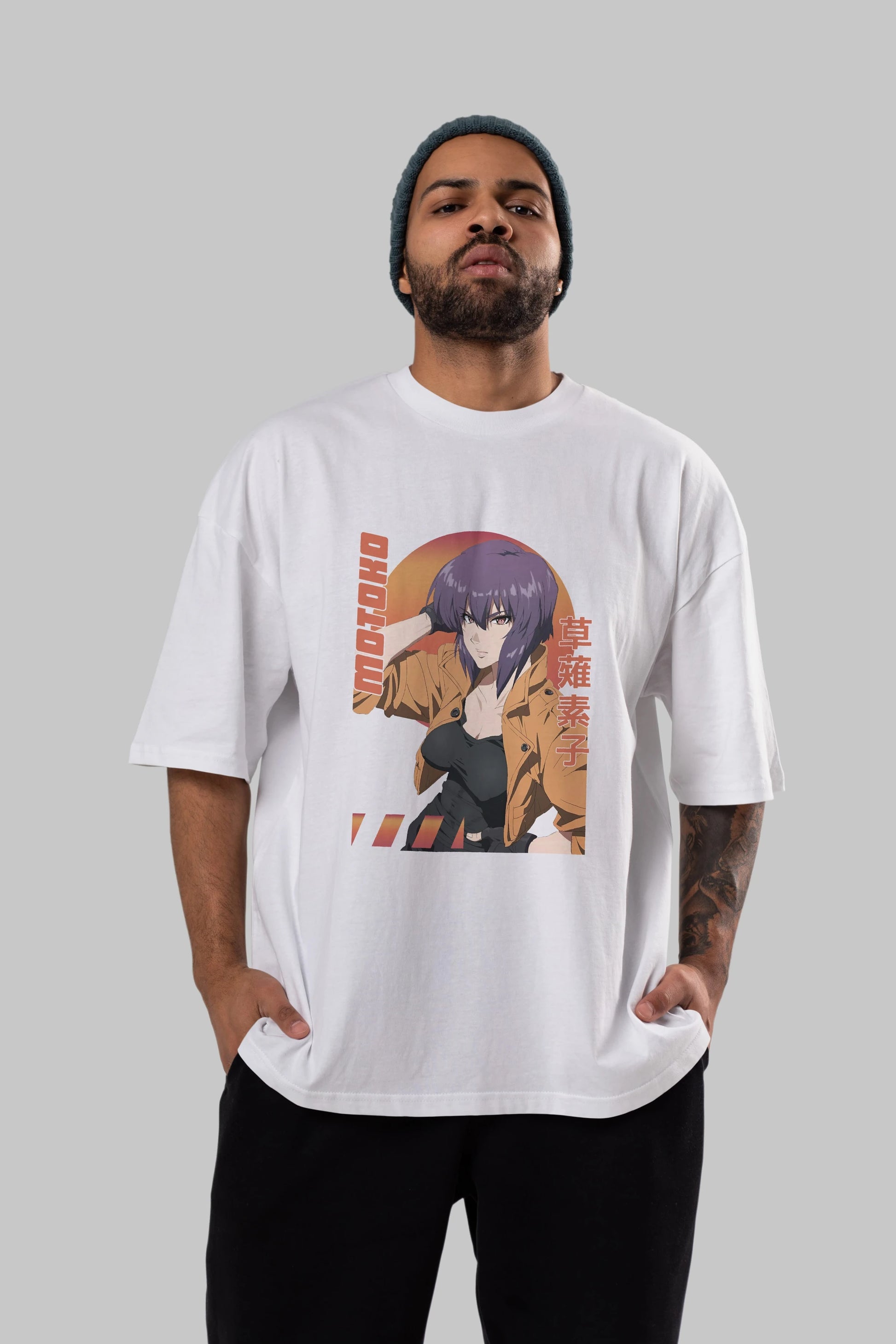 Motoko Kusanagi 9 Anime Ön Baskılı Oversize t-shirt %100 pamuk Erkek Kadın Unisex