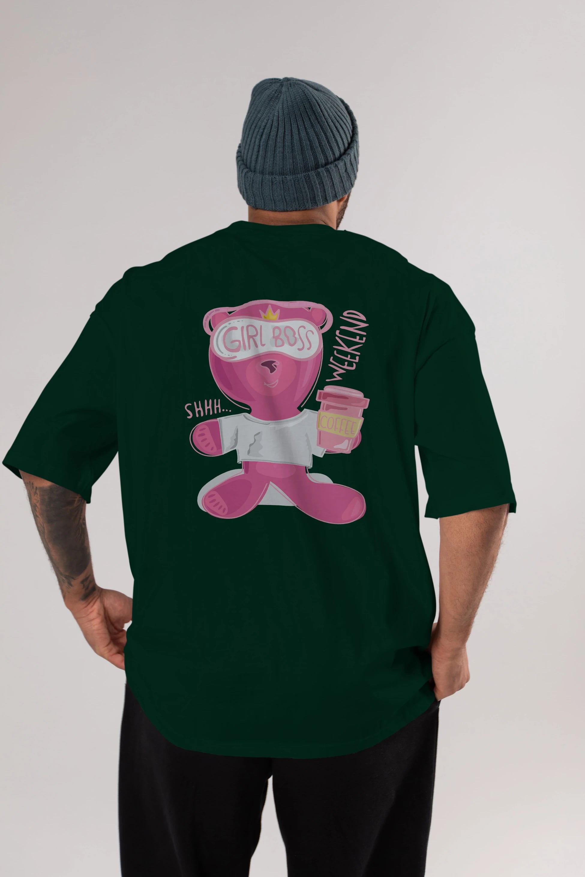 Girl Boss Bear Arka Baskılı Oversize t-shirt Erkek Kadın Unisex