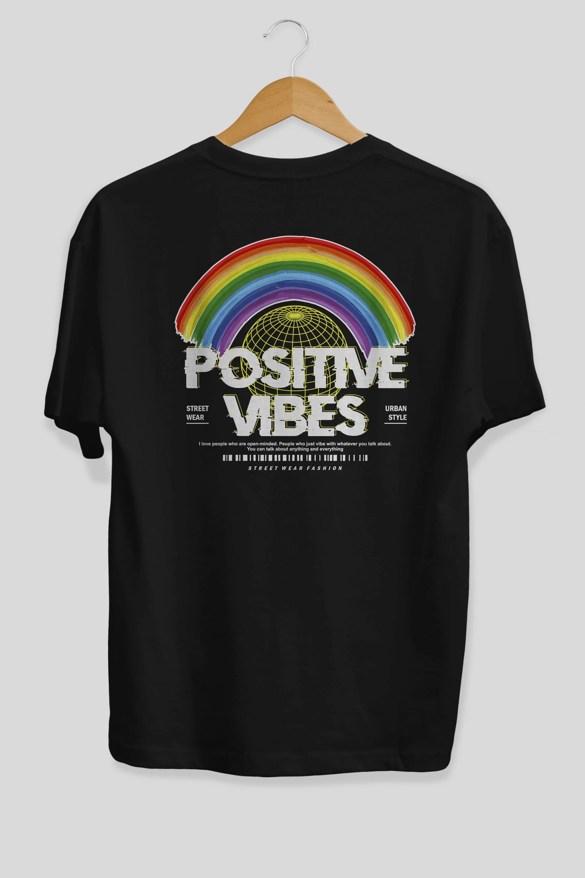 Positive Vibes Arka Baskılı Oversize t-shirt Erkek Kadın Unisex
