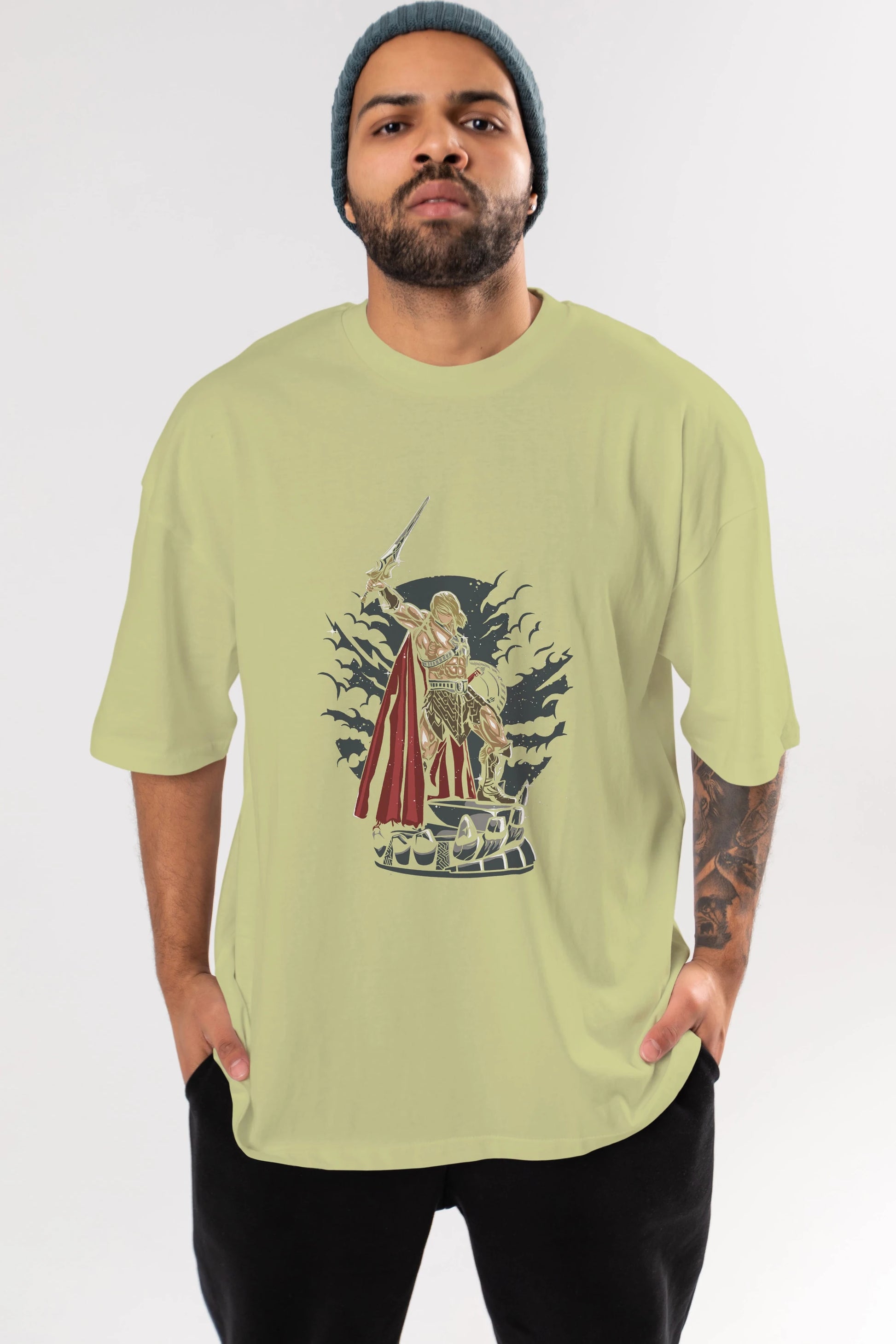 Warrior Ön Baskılı Oversize t-shirt Erkek Kadın Unisex %100 Pamuk tişort