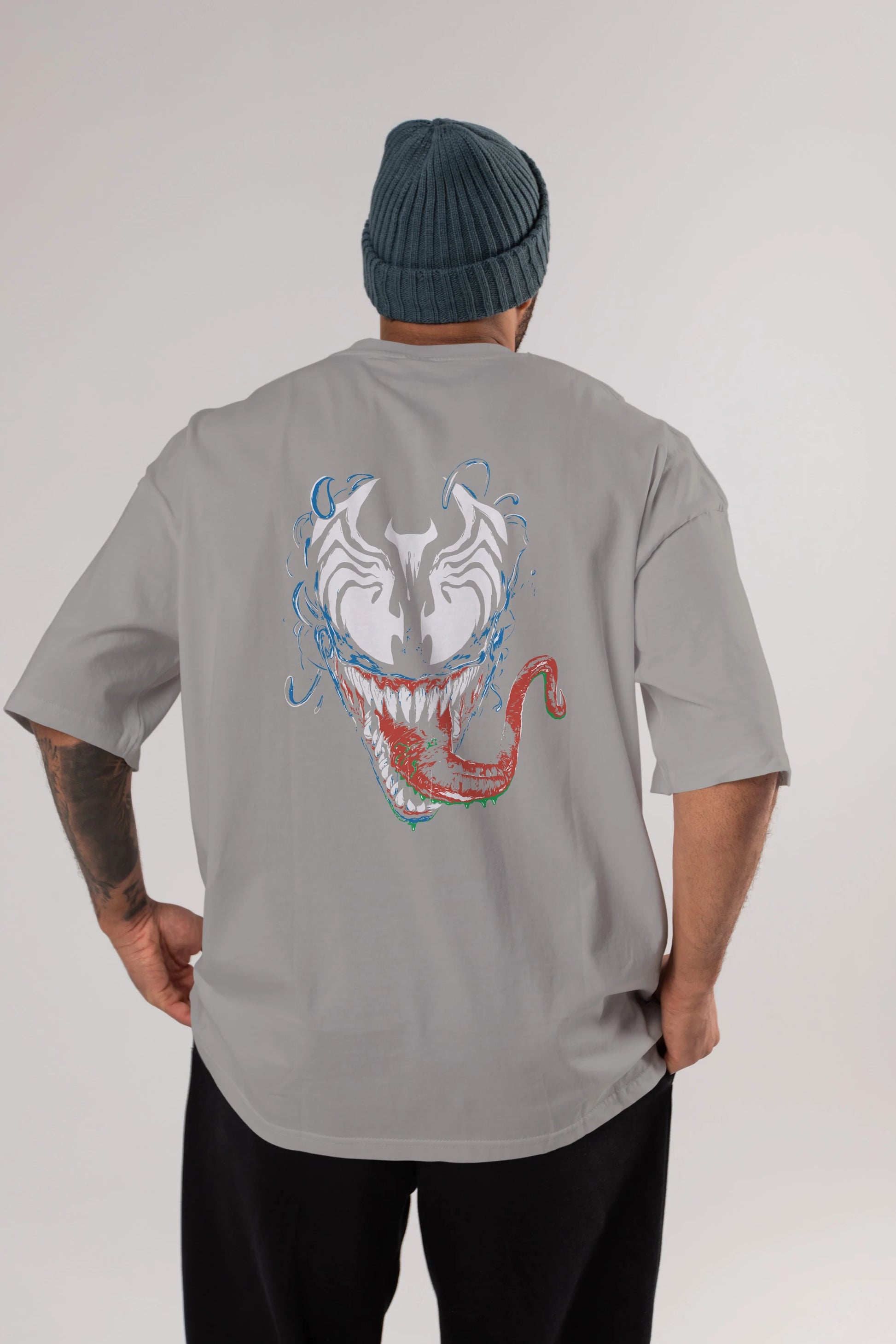 Venom (2) Arka Baskılı Oversize t-shirt Erkek Kadın Unisex %100 Pamuk Bisiklet Yaka tişort