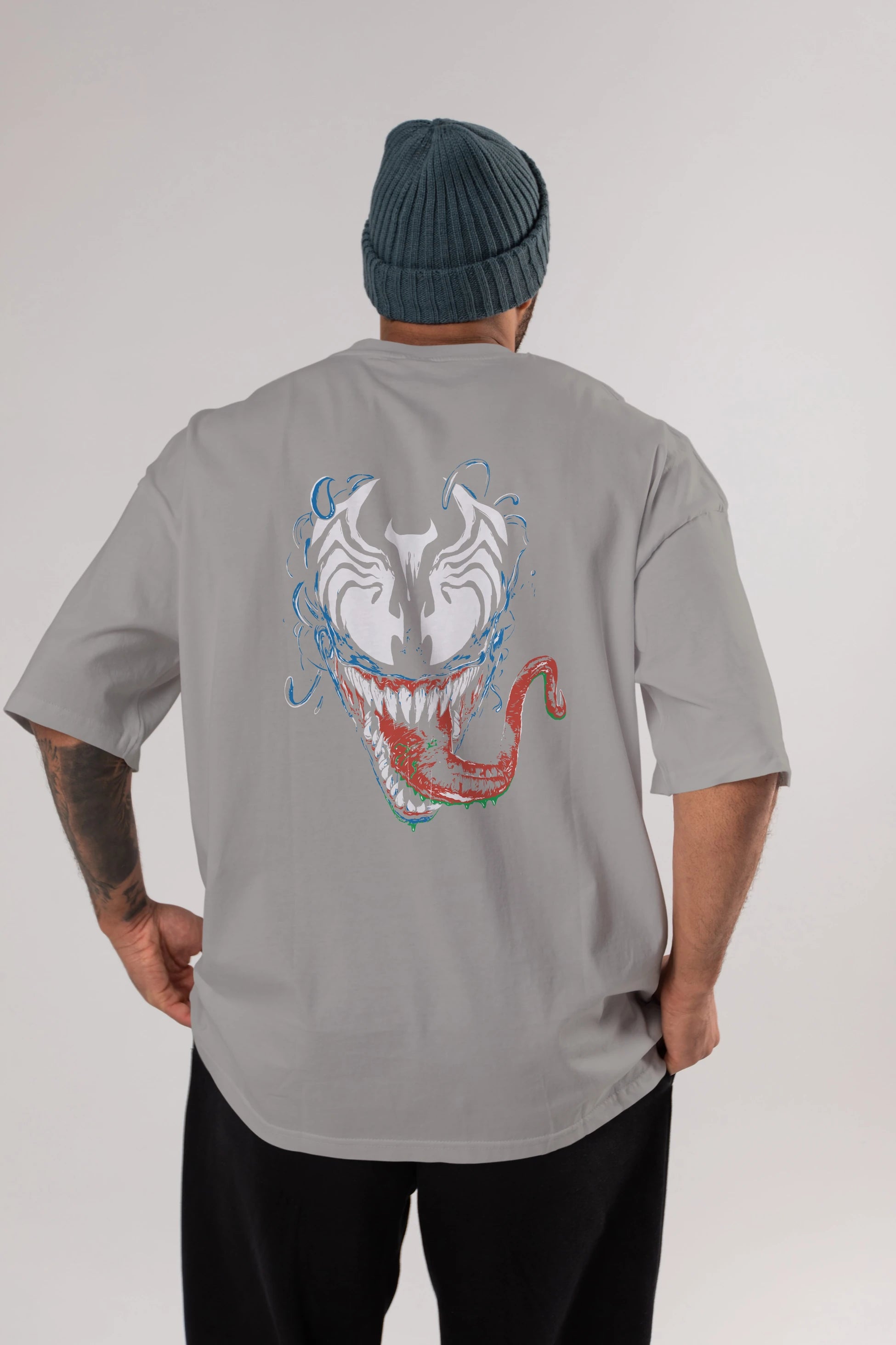 Venom (2) Arka Baskılı Oversize t-shirt Erkek Kadın Unisex %100 Pamuk Bisiklet Yaka tişort