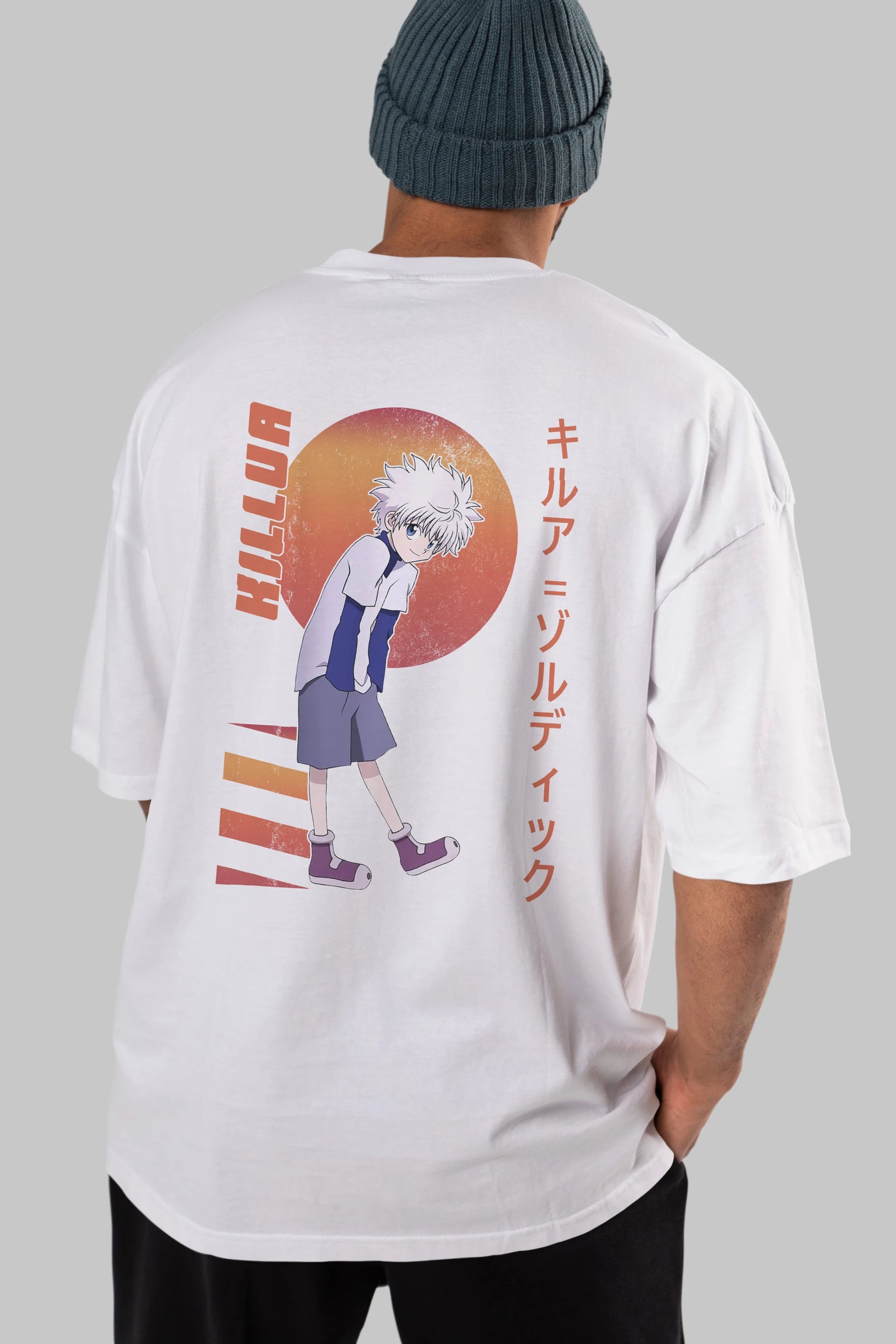 Killua Zoldyck 5 2 Anime Arka Baskılı Oversize t-shirt Erkek Kadın Unisex