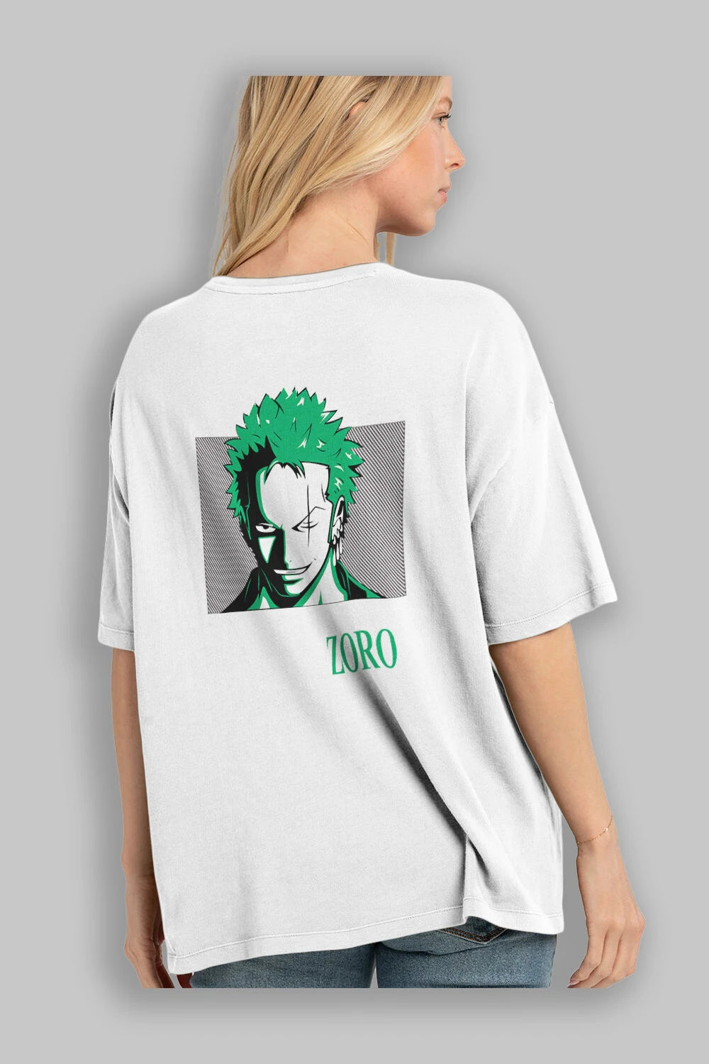 Roronoa Zoro Anime Arka Baskılı Oversize t-shirt Erkek Kadın Unisex %100 pamuk tişort